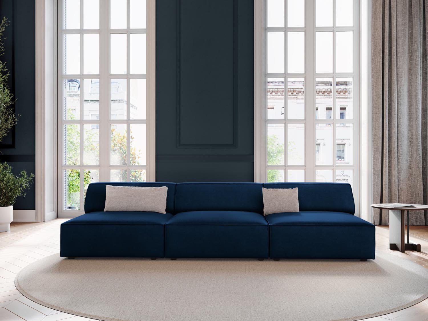 Jodie Velour modulares Sofa 3 Sitzer in Royal Blue präsentiert im Onlineshop von KAQTU Design AG. 3er Sofa ist von Micadoni