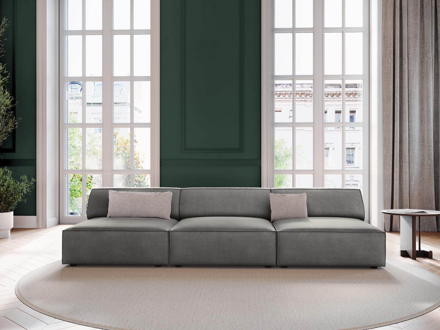 Jodie Velour modulares Sofa 3 Sitzer in Light Grey präsentiert im Onlineshop von KAQTU Design AG. 3er Sofa ist von Micadoni