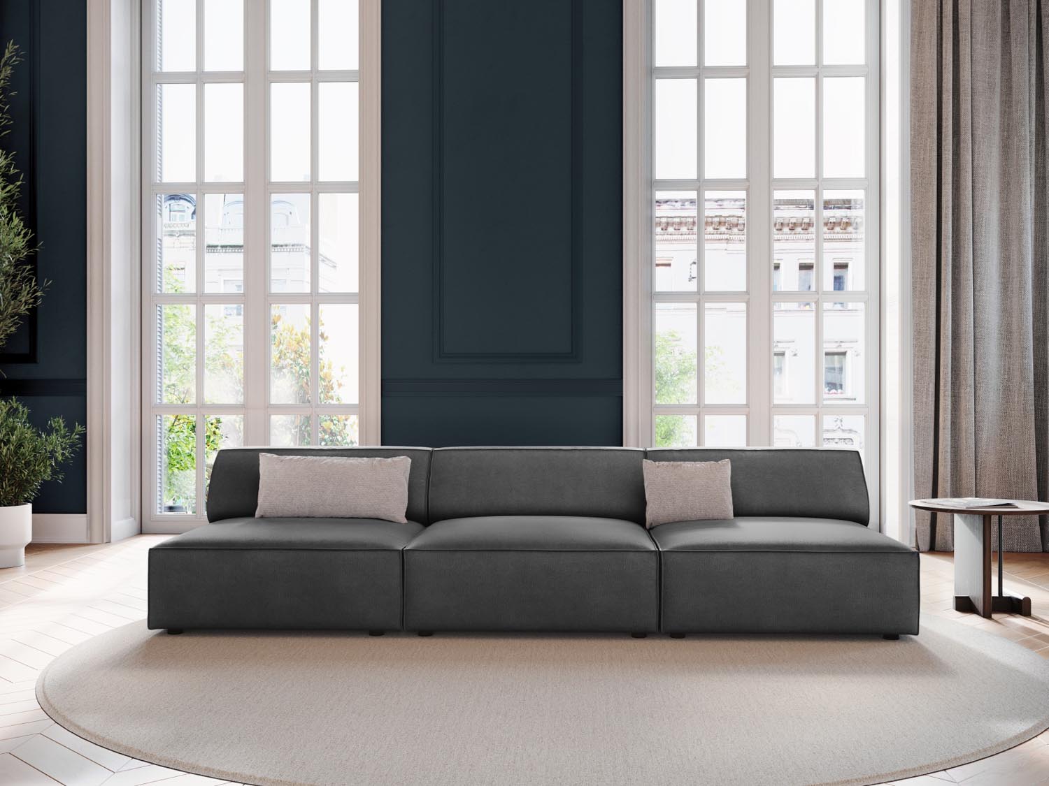 Jodie Velour modulares Sofa 3 Sitzer in Grey präsentiert im Onlineshop von KAQTU Design AG. 3er Sofa ist von Micadoni
