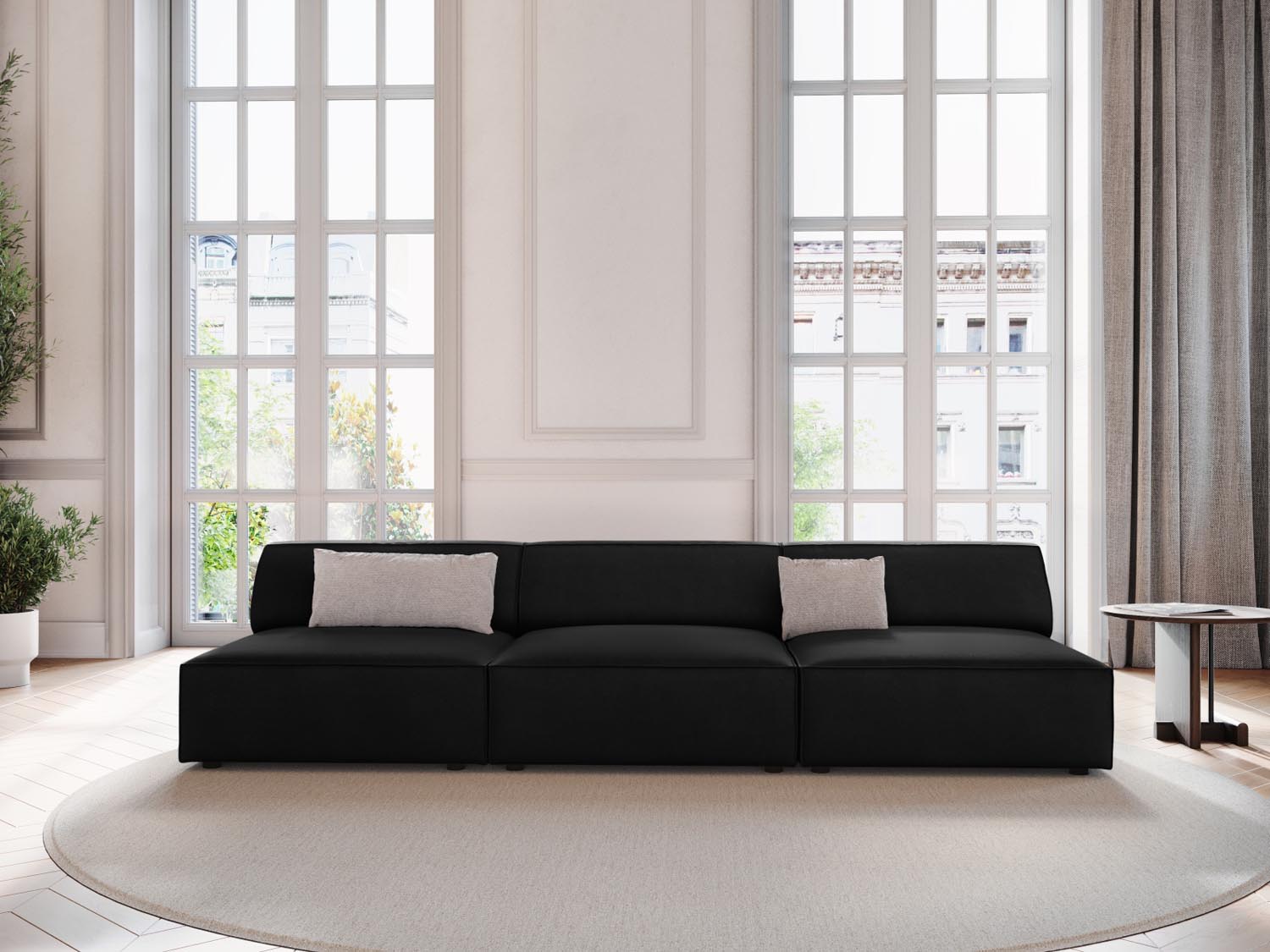 Jodie Velour modulares Sofa 3 Sitzer in Black präsentiert im Onlineshop von KAQTU Design AG. 3er Sofa ist von Micadoni