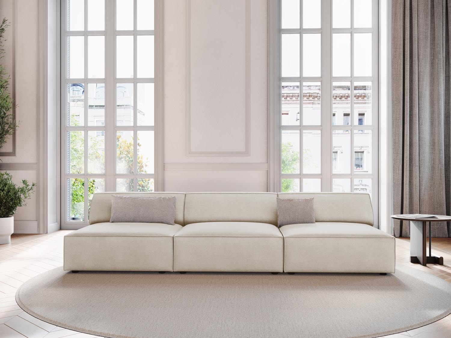 Jodie Velour modulares Sofa 3 Sitzer in Dark Beige präsentiert im Onlineshop von KAQTU Design AG. 3er Sofa ist von Micadoni