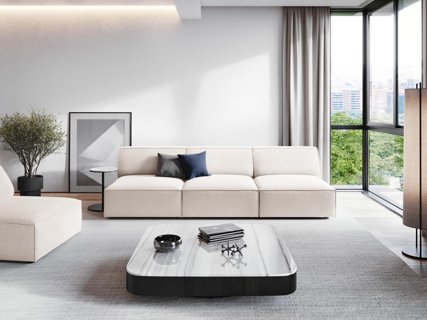 Jodie Modulares Sofa 3 Sitzer in Light Beige präsentiert im Onlineshop von KAQTU Design AG. 3er Sofa ist von Micadoni