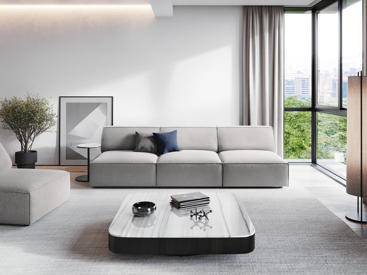 Jodie Modulares Sofa 3 Sitzer in Light Grey präsentiert im Onlineshop von KAQTU Design AG. 3er Sofa ist von Micadoni