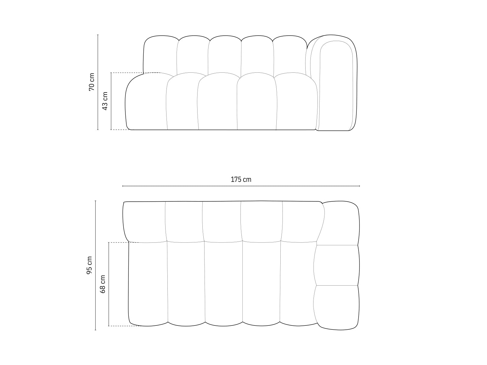 Lupine Boucle rechts Modular Sofa 3 Sitzer in Beige präsentiert im Onlineshop von KAQTU Design AG. Modulares Sofa ist von Micadoni