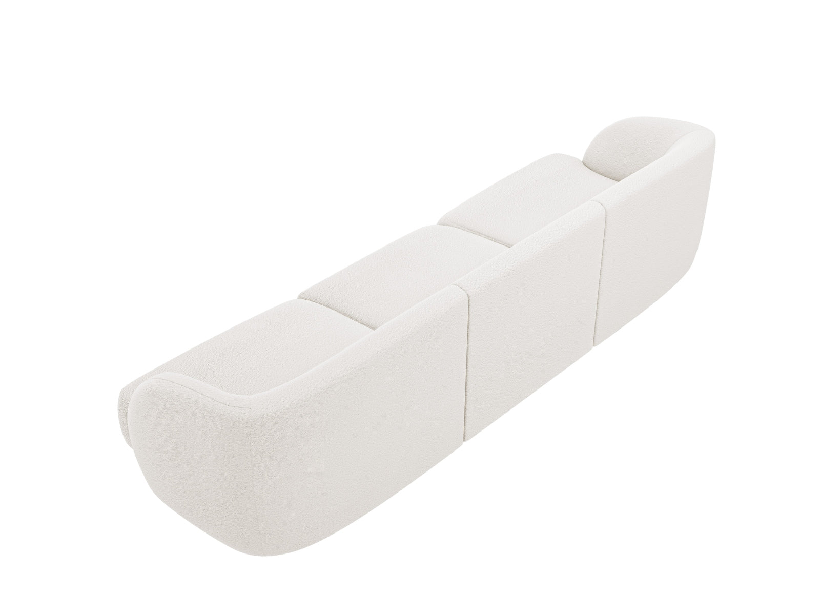Modernes 3-Sitzer Boucle Sofa in sanftem Weiß von Micadoni, perfekt für entspannte Stunden und stilvolle Einrichtung.