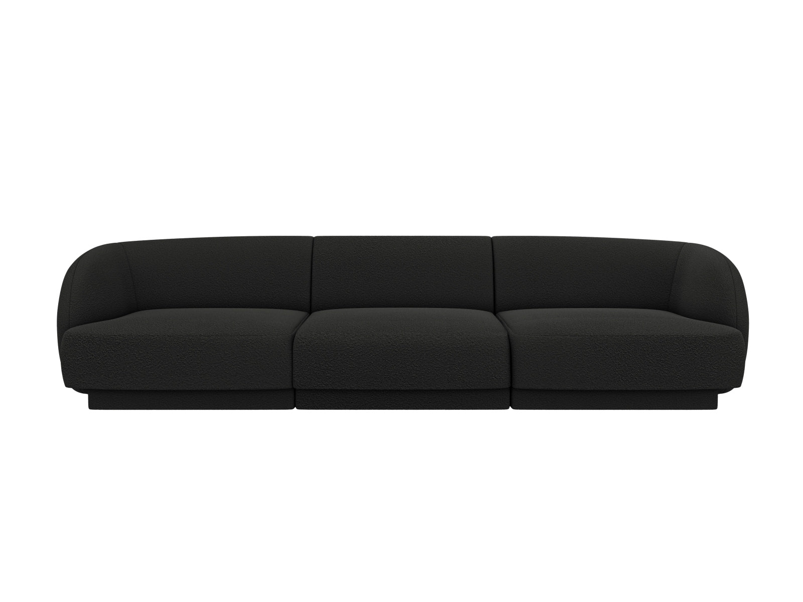 Elegantes Miley Boucle Sofa für 3 Personen in stilvollem Schwarz, ideal für moderne Wohnräume und gemütliche Abende.