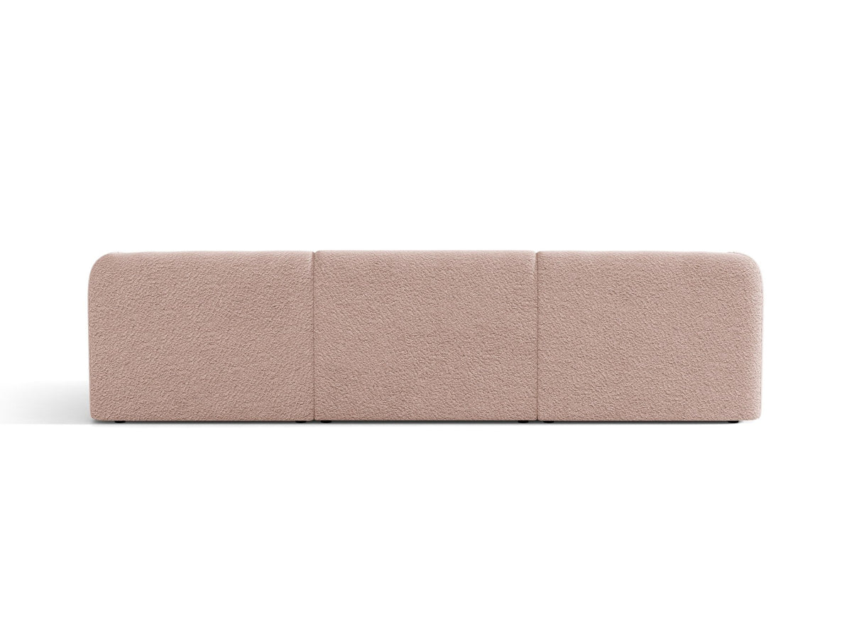 Dunkelbeiges 3er Sofa Miley von Micadoni mit Bluvel-Stoffbezug, schwarzen Kunststoffbeinen und gepolsterter Rückenlehne, Frontalansicht.