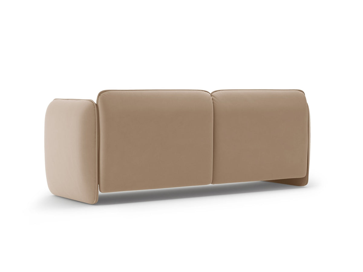 Kobaltblaues 3er Sofa Georgia von Micadoni mit Samtvelours-Bezug, schwarzen Kunststoffbeinen und gepolsterten Armlehnen als Sitzfläche.