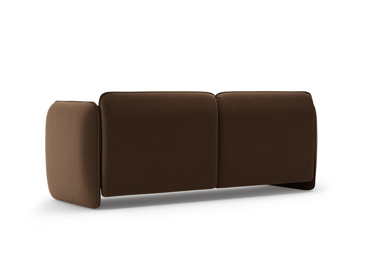 Kobaltblaues 3er Sofa Georgia von Micadoni mit Samtvelours-Bezug, schwarzen Kunststoffbeinen und gepolsterten Armlehnen als Sitzfläche.