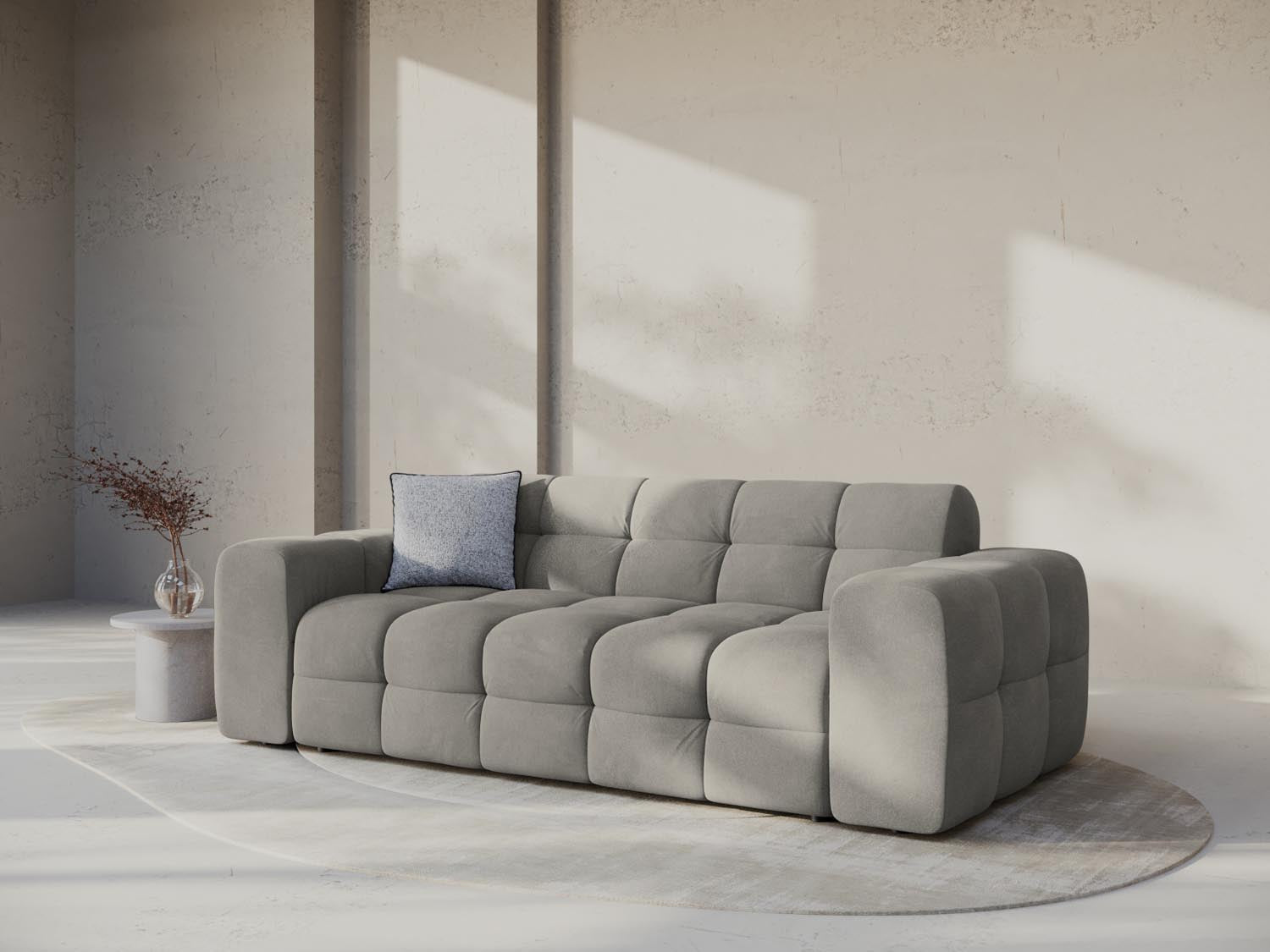 Elegantes Kendal Velour Sofa in Dunkelgrau, 3-Sitzer mit luxuriösem Magic Velvet, ideal für stilvolle Wohnräume.