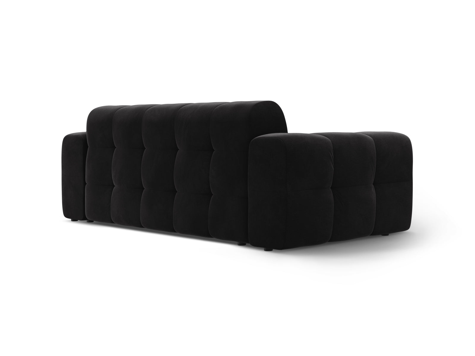 Elegantes Kendal Velour Sofa in edlem Schwarz, ideal für stilvolle Wohnzimmer und gemütliche Zusammenkünfte. Hochwertige Verarbeitung und modernes Design.
