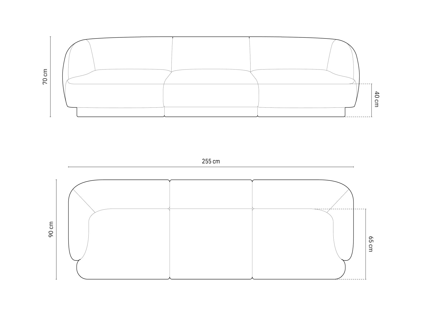 Miley Sofa 3 Sitzer in Light Beige präsentiert im Onlineshop von KAQTU Design AG. 3er Sofa ist von Micadoni