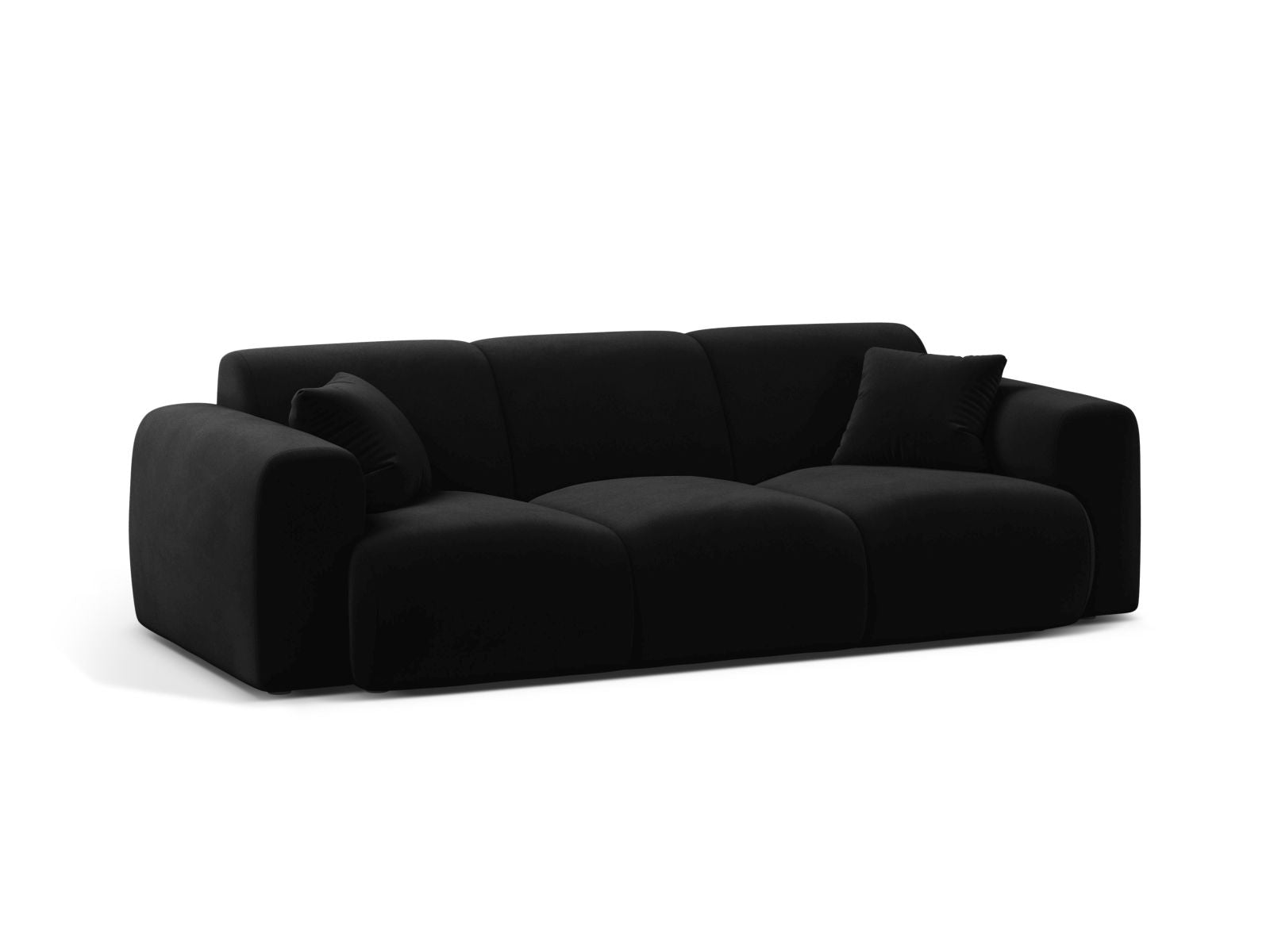 Elegantes 3-Sitzer Sofa Molino in stilvollem Schwarz, ideal für moderne Wohnräume, erhältlich bei KAQTU Design AG.