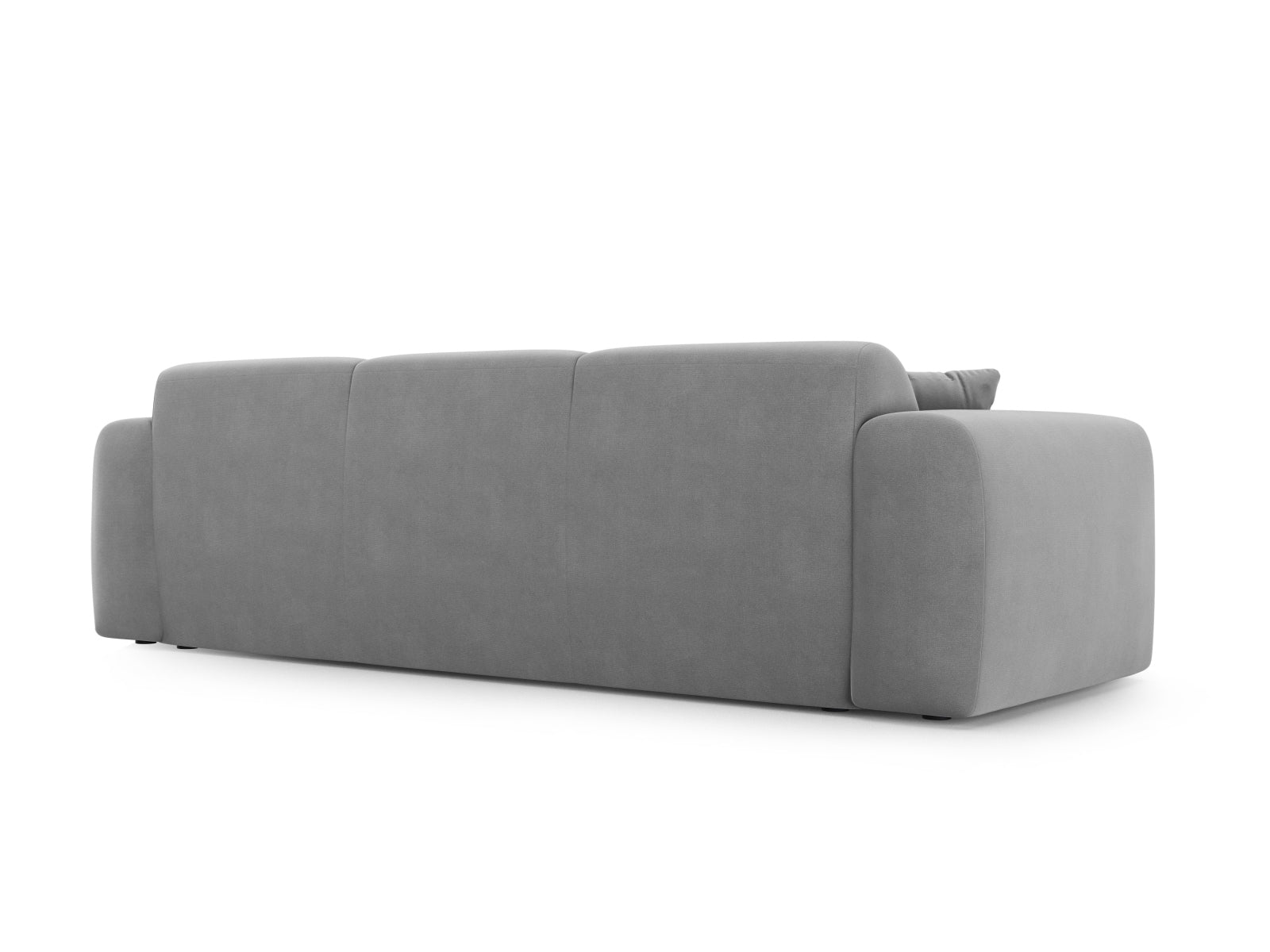 Stilvolles 3-Sitzer Sofa Molino aus weichem Velours in sanftem Grau, perfekt für moderne Wohnkonzepte und gemütliche Abende.