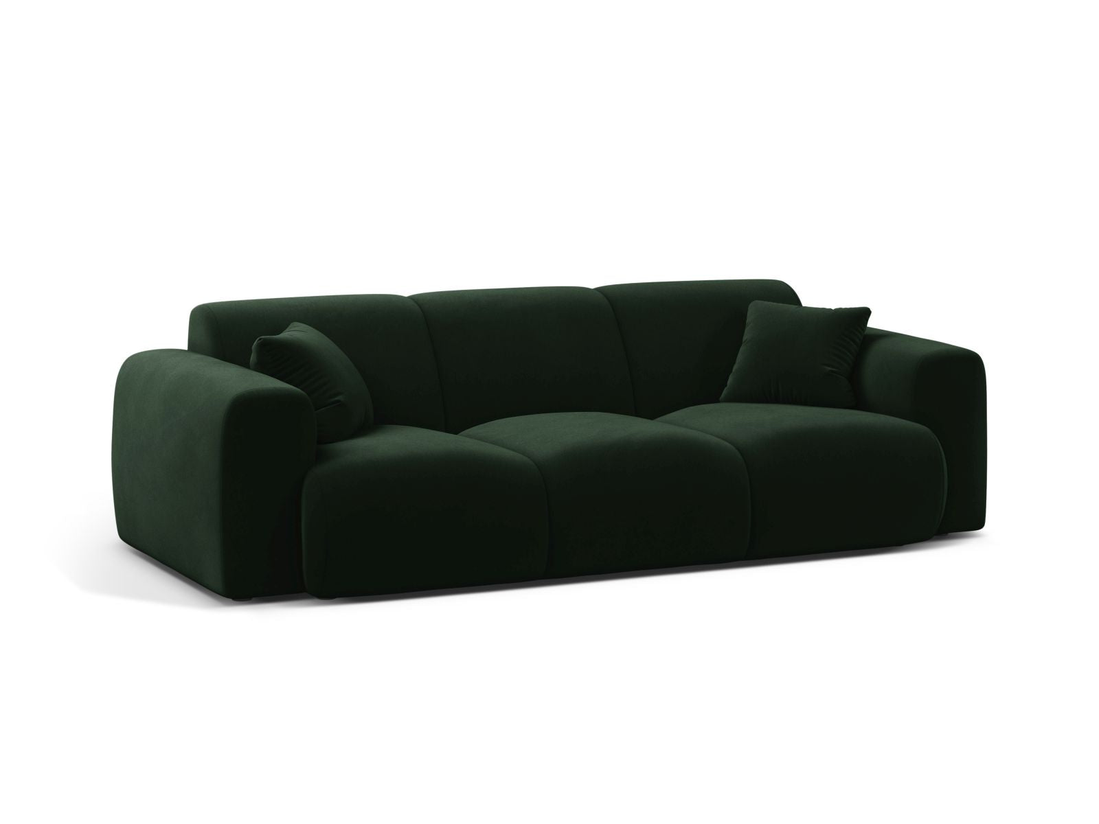 Elegantes 3-Sitzer Sofa Molino in sattem Flaschengrün, ideal für stilvolle Wohnräume, erhältlich bei KAQTU Design AG.