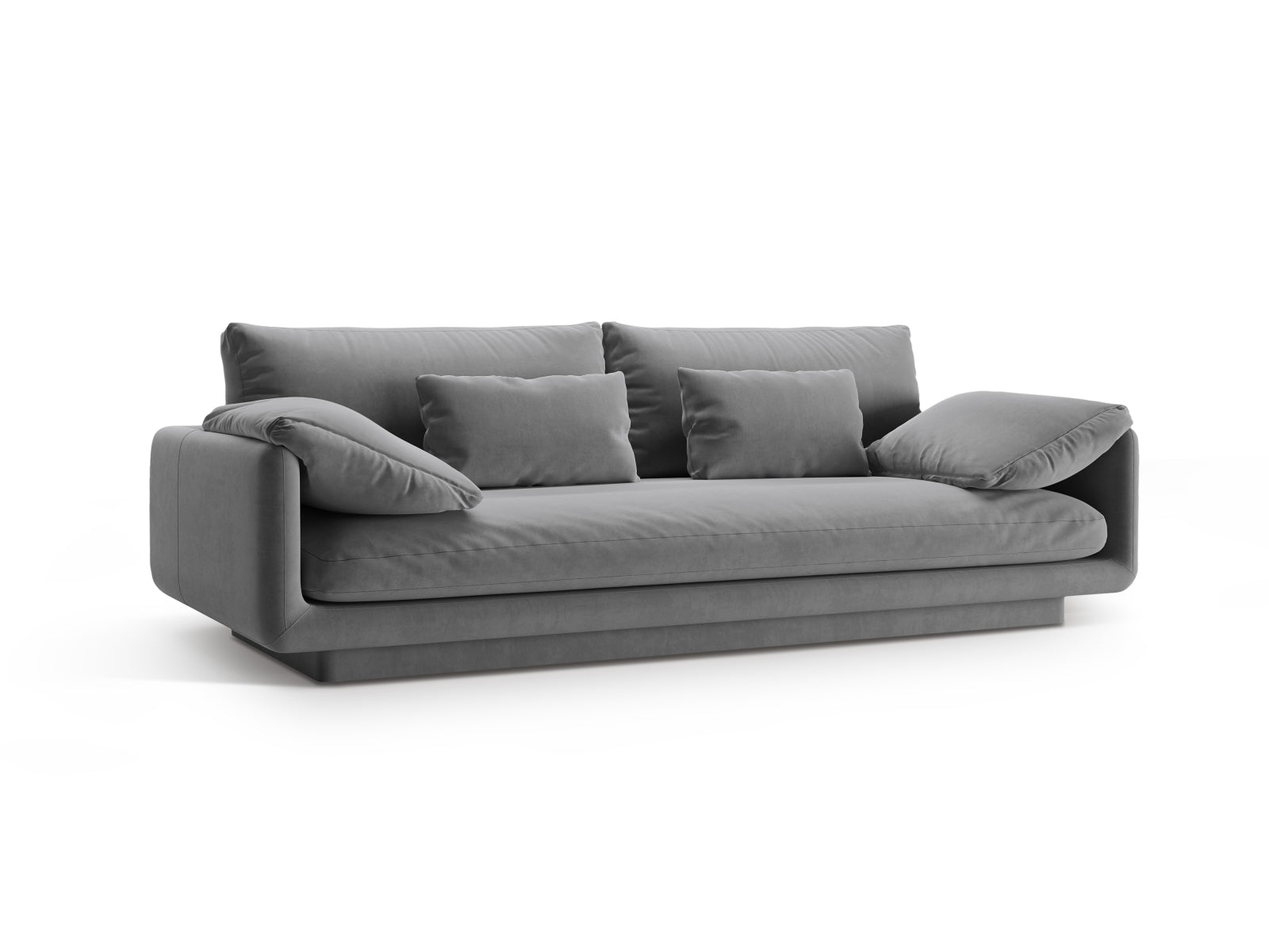 Elegantes Torino Velour Sofa in hellem Grau, ideal für stilvolle Wohnräume. Hochwertige Verarbeitung von Micadoni.