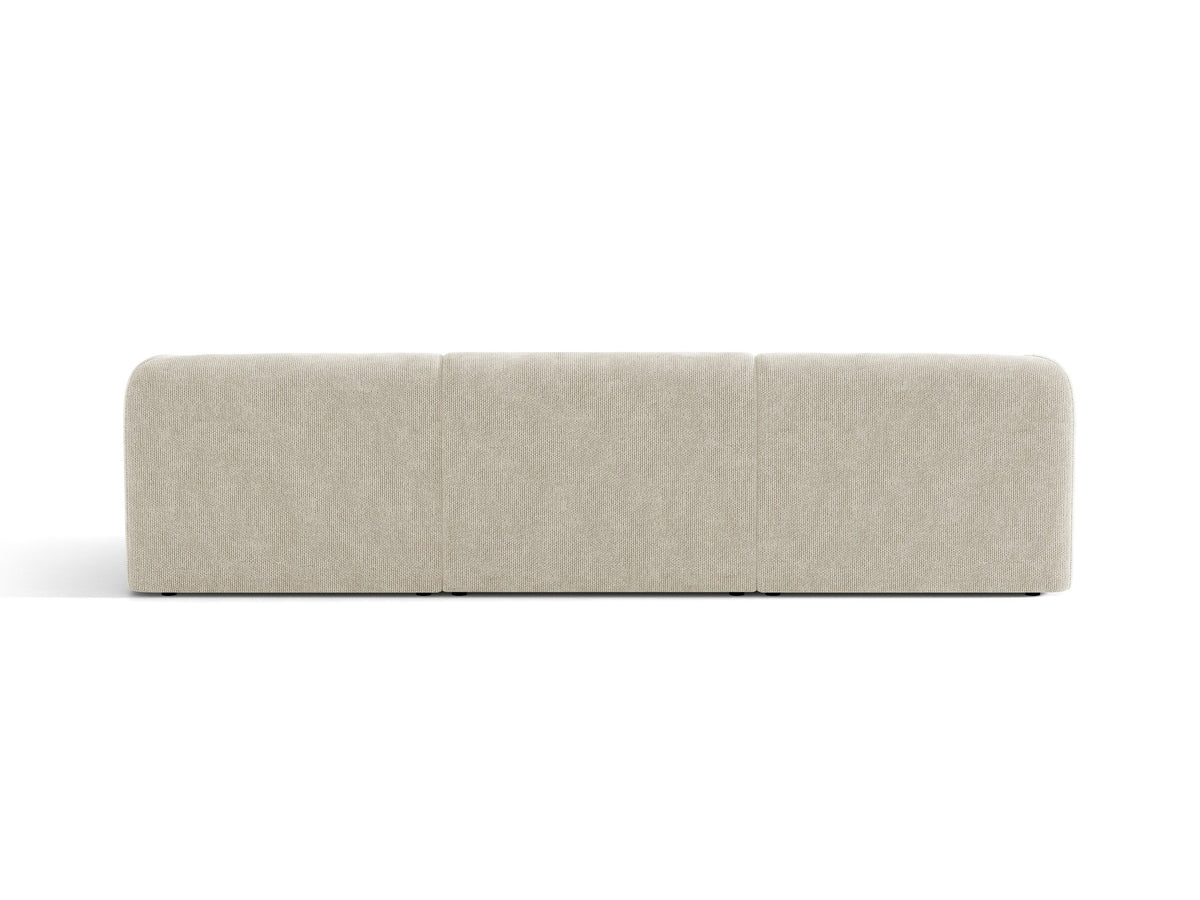Dunkelbeiges 3er Sofa Miley von Micadoni mit Bluvel-Stoffbezug, schwarzen Kunststoffbeinen und gepolsterter Rückenlehne, Frontalansicht.