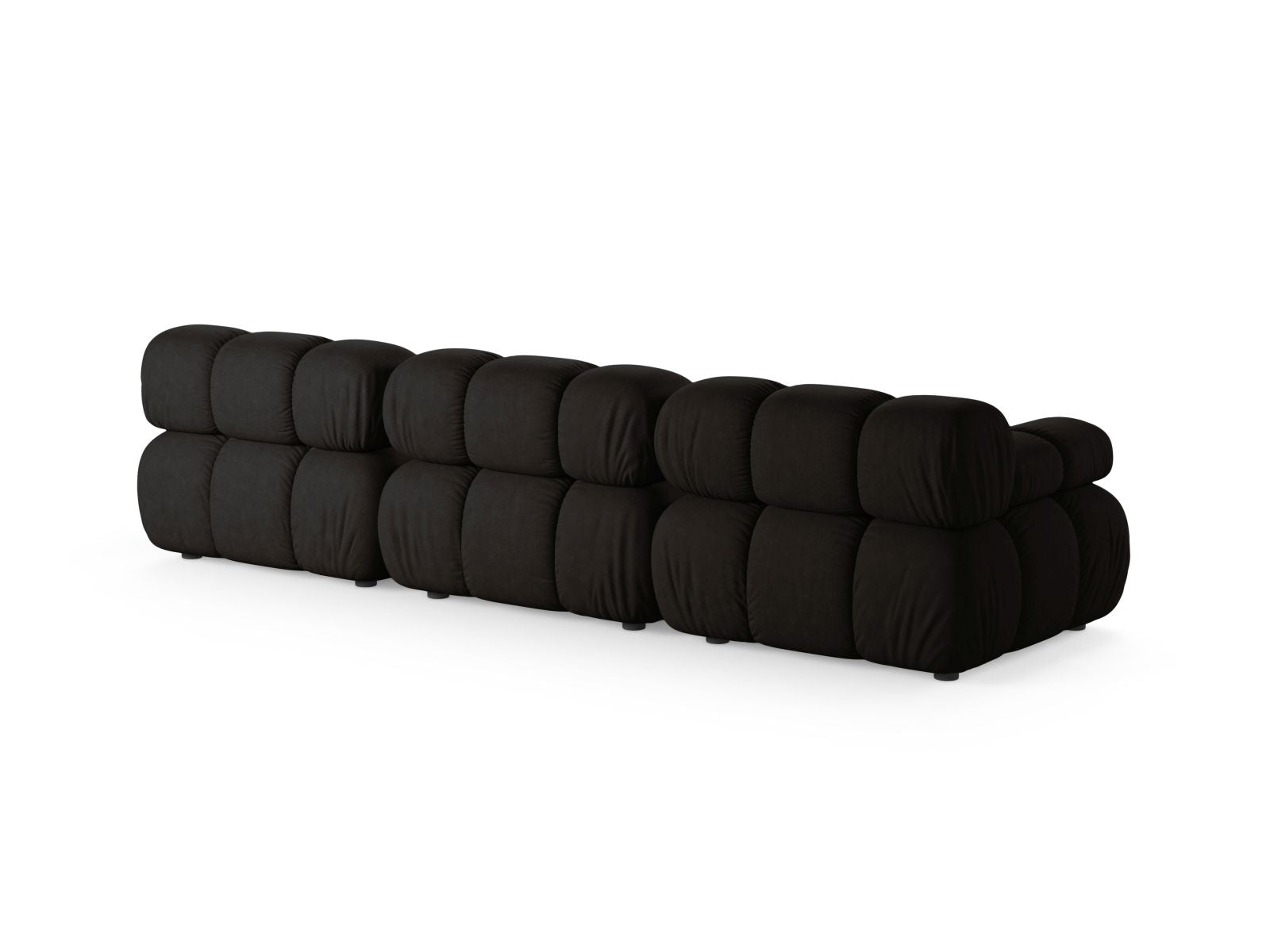 Elegantes 3-Sitzer Sofa Bellis in klassischem Schwarz, ideal für moderne Wohnkonzepte und individuelle Raumgestaltungen.
