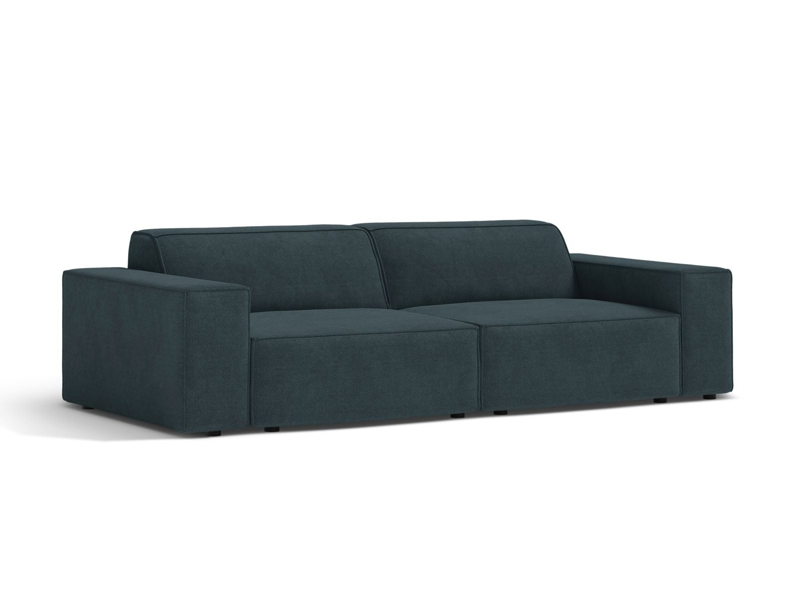 Elegantes 3-Sitzer Sofa Jodie in tiefem Petrol, modular und stilvoll, ideal für moderne Wohnräume, erhältlich bei KAQTU Design AG.