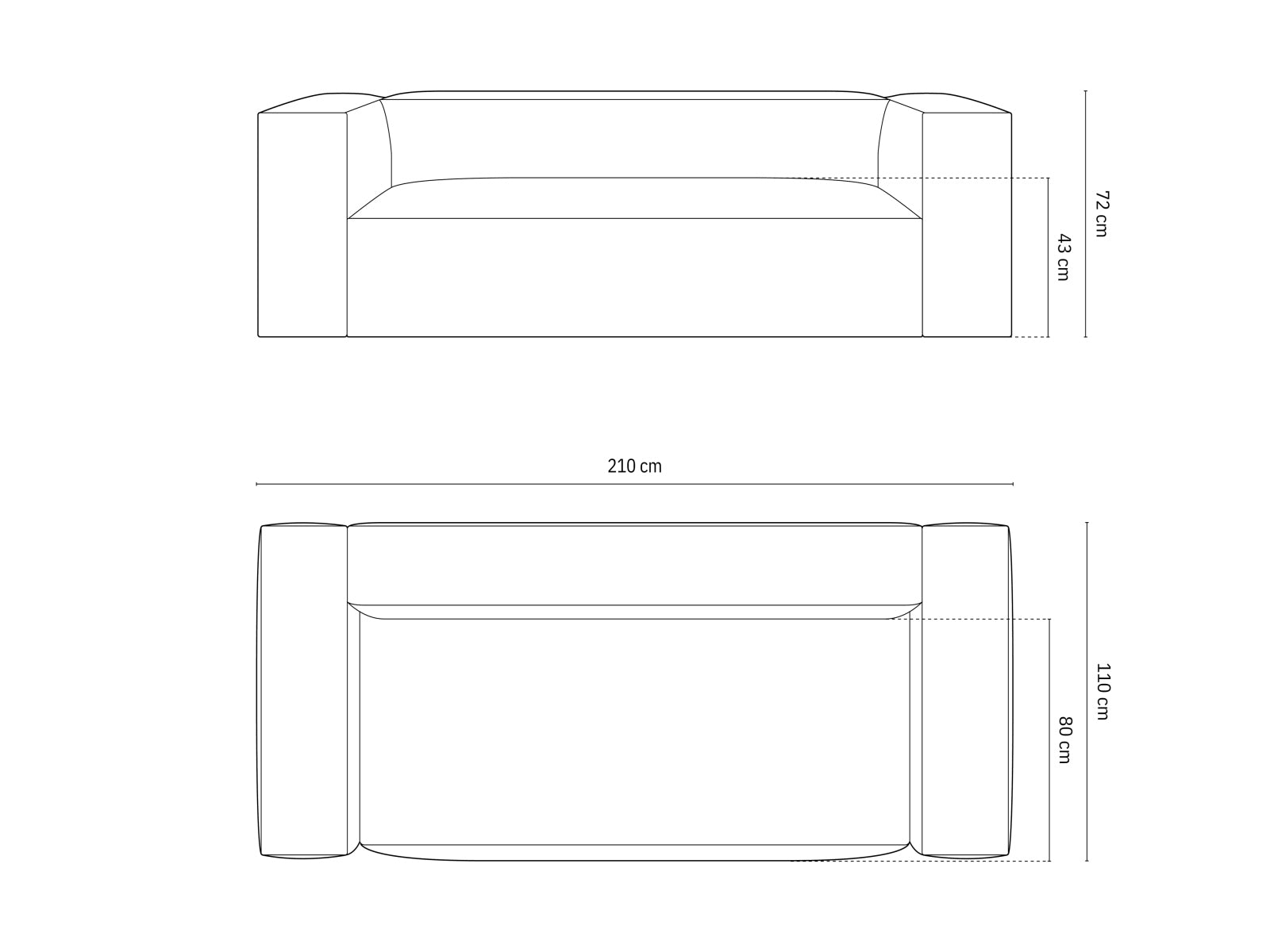 Stilvolles 3-Sitzer Sofa Nuria in edlem Moosgrün, perfekt für zeitgemäße Einrichtungen und gemütliche Wohnzimmer.