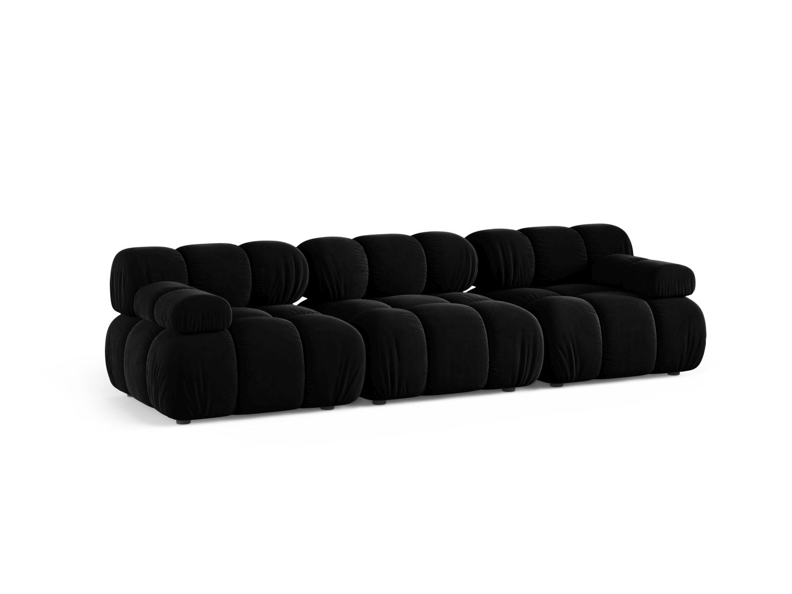 Elegantes 3-Sitzer Sofa Bellis in stilvollem Schwarz, ideal für moderne Wohnräume, erhältlich bei KAQTU Design AG.