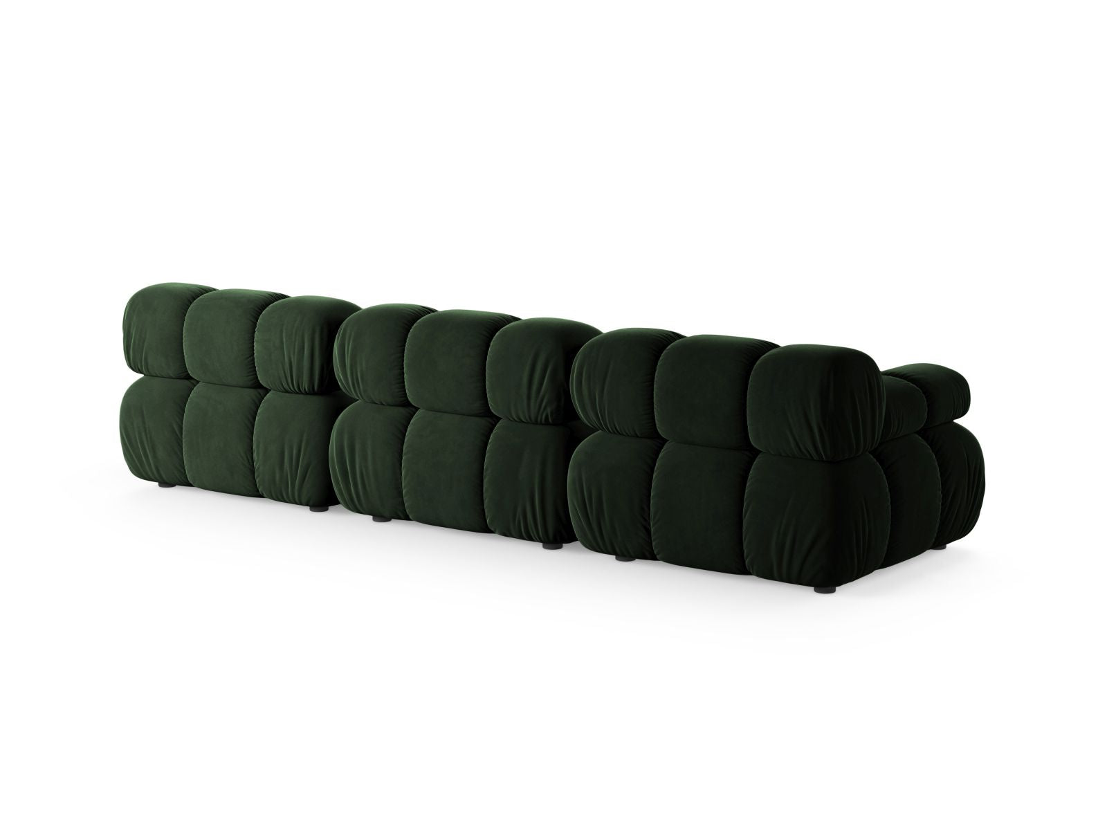 Elegantes 3-Sitzer Sofa Bellis in sattem Flaschengrün, ideal für stilvolle Wohnräume und entspannende Momente.