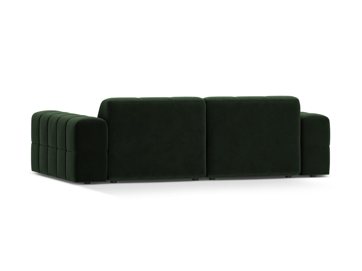 Beige gepolstertes 3er Sofa Jennifer von Micadoni mit schwarzen Kunststoffbeinen und leicht geneigter Rückenlehne, Stoffbezug Bluvel.