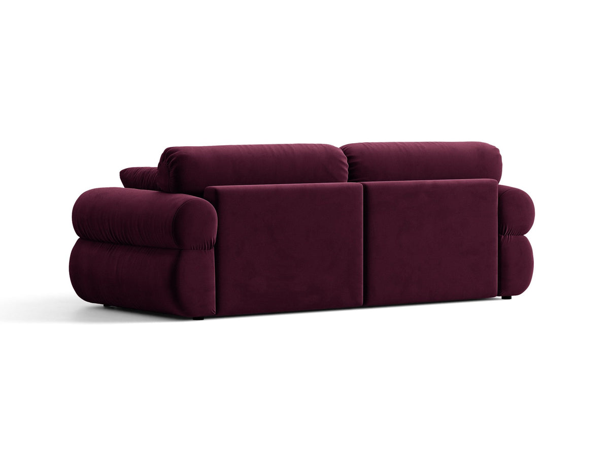 3er Sofa Ophelia von Micadoni in Beige mit Liberty Stoffbezug, niedriger Rückenlehne und schwarzen Kunststoffbeinen, modulare Bauweise sichtbar.
