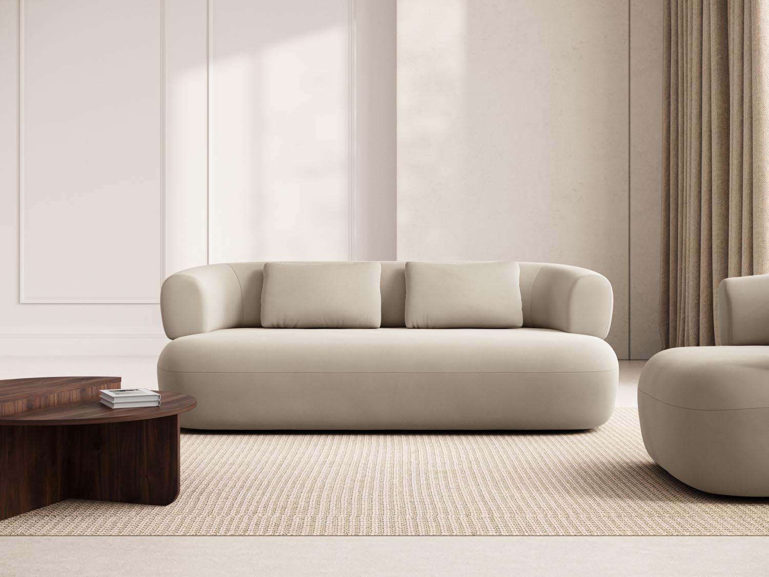 Jenny Velour Sofa 3 Sitzer in Beige präsentiert im Onlineshop von KAQTU Design AG. 3er Sofa ist von Micadoni