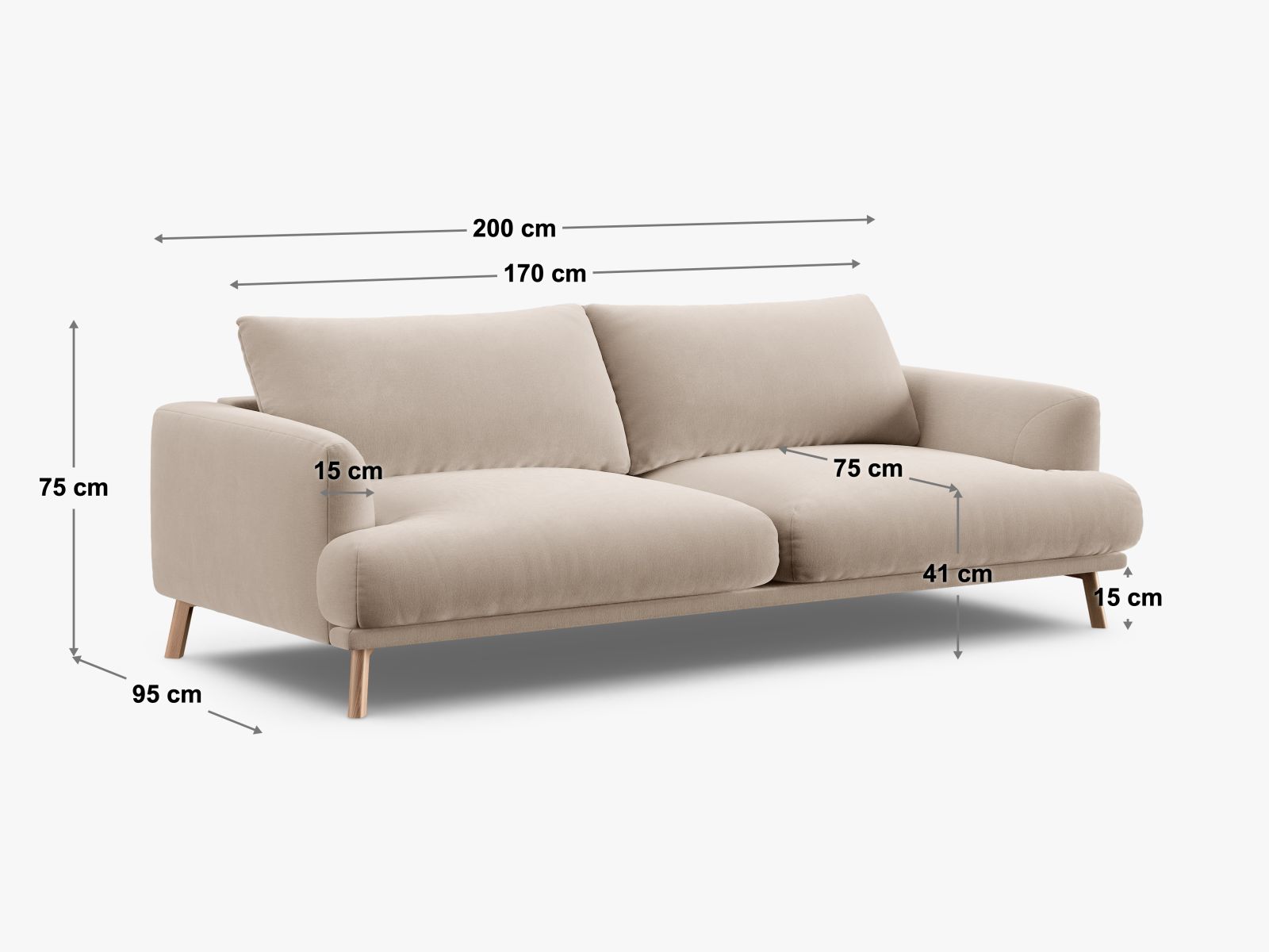 Modernes 3-Sitzer Sofa Naomi in ansprechendem Terracotta, perfekt für gemütliche und stilvolle Wohnambiente. Hochwertige Materialien von Micadoni.
