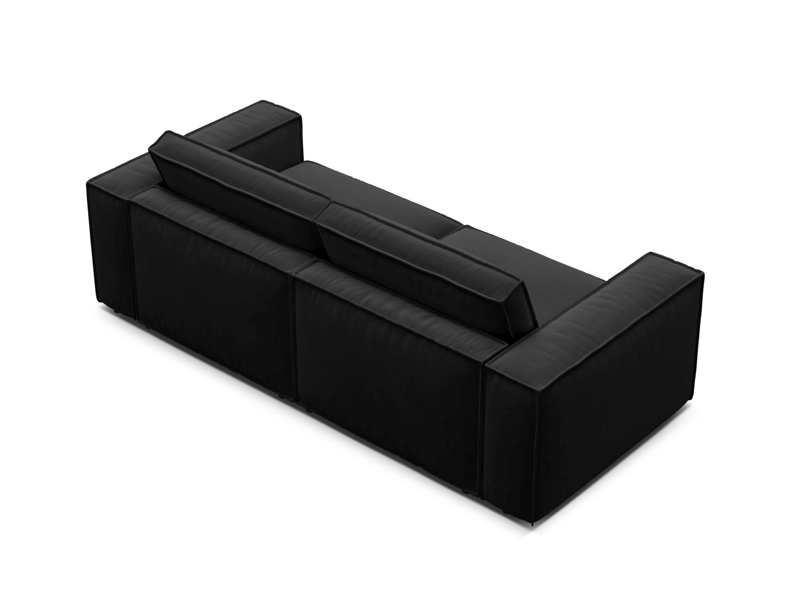 Elegantes 3-Sitzer Sofa Pola in klassischem Schwarz, ideal für moderne Wohnräume und flexible Gestaltung. Bequem und stilvoll.