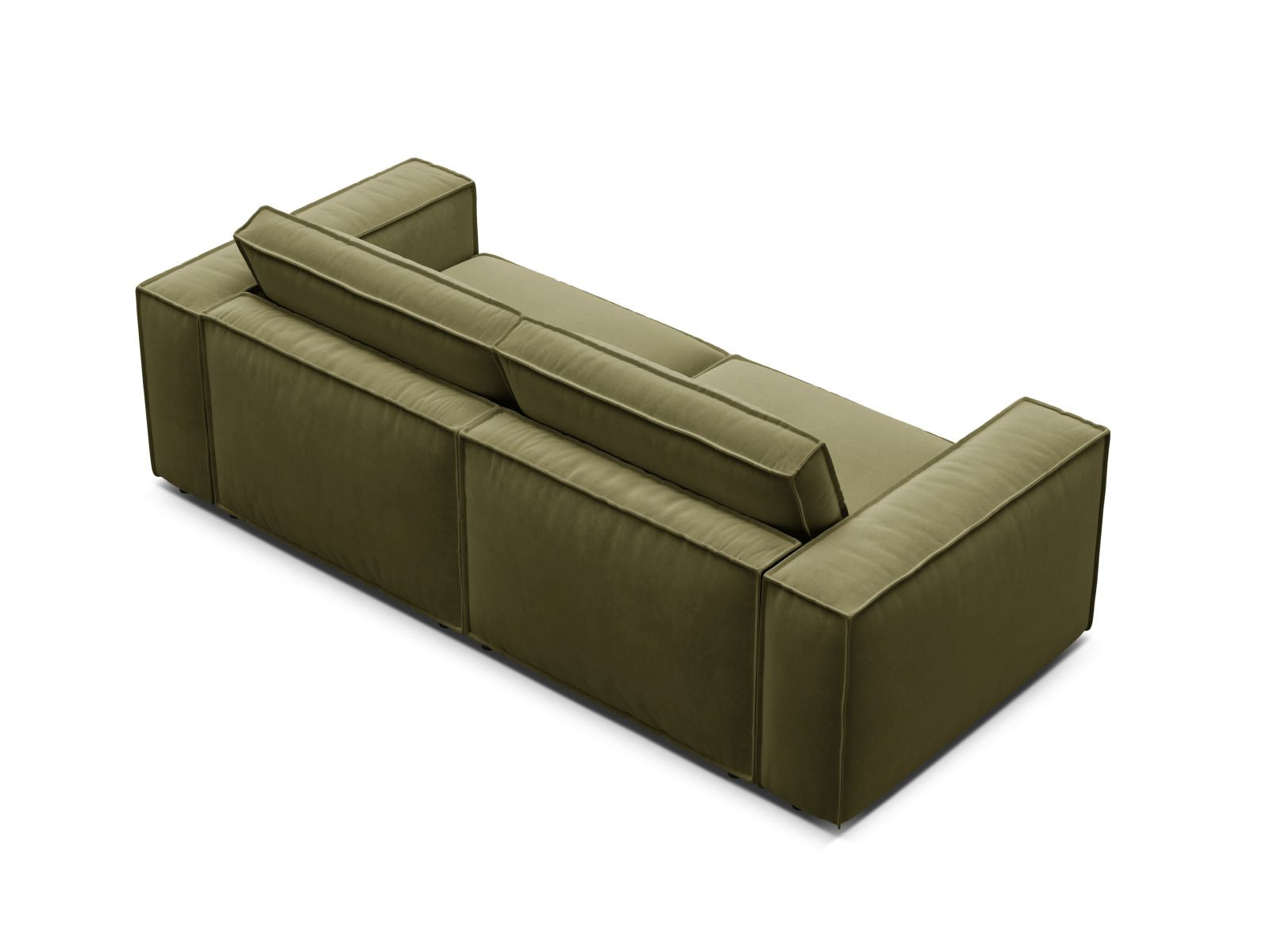 Elegantes 3-Sitzer Sofa Pola in stilvollem Grün, ideal für moderne Wohnräume und flexible Einrichtungslösungen.