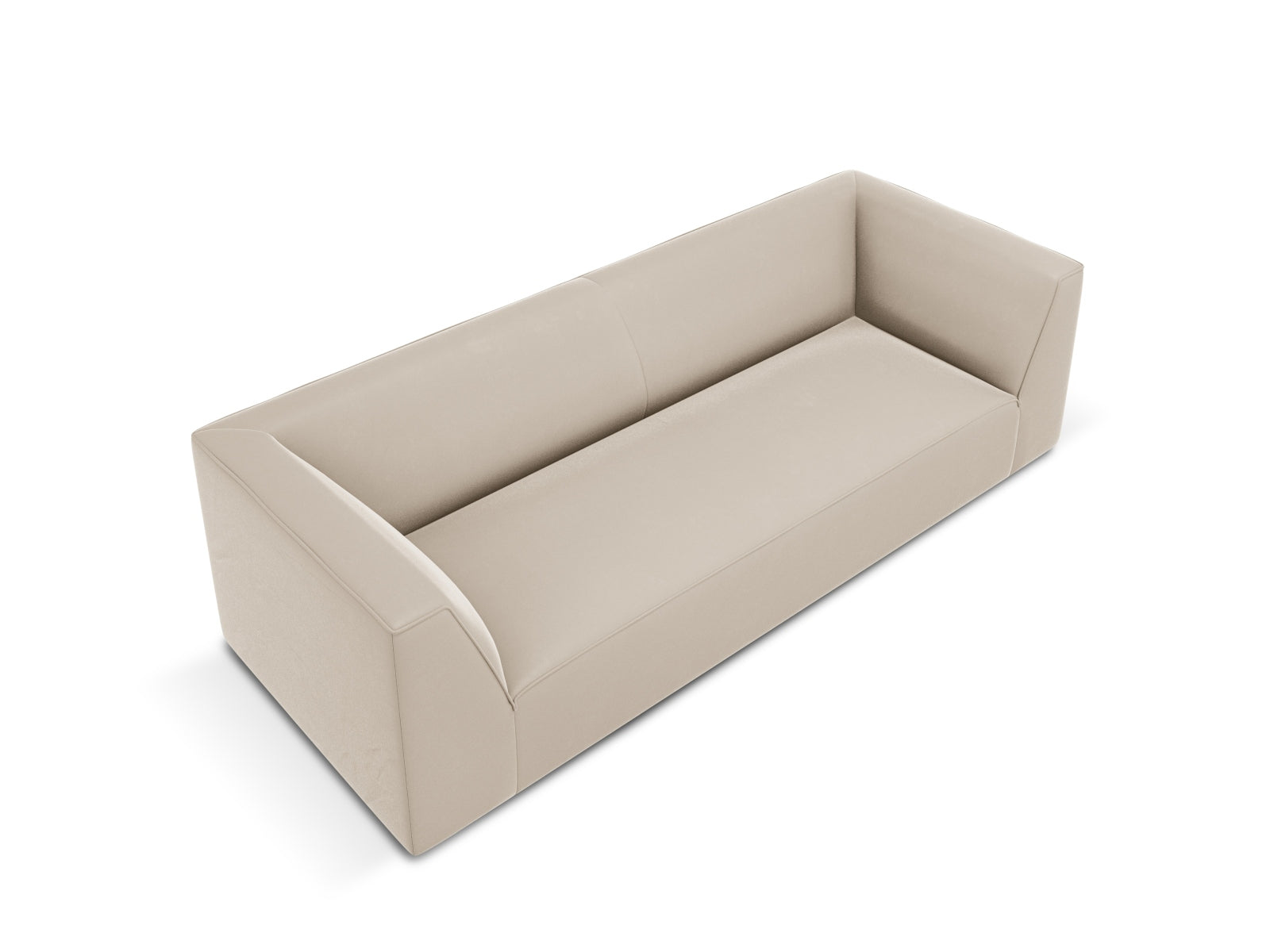 Luxuriöses 3-Sitzer Sofa aus Ruby Velours in sanftem Beige, perfekt für stilvolle Wohnzimmer. Exquisite Qualität von Micadoni.