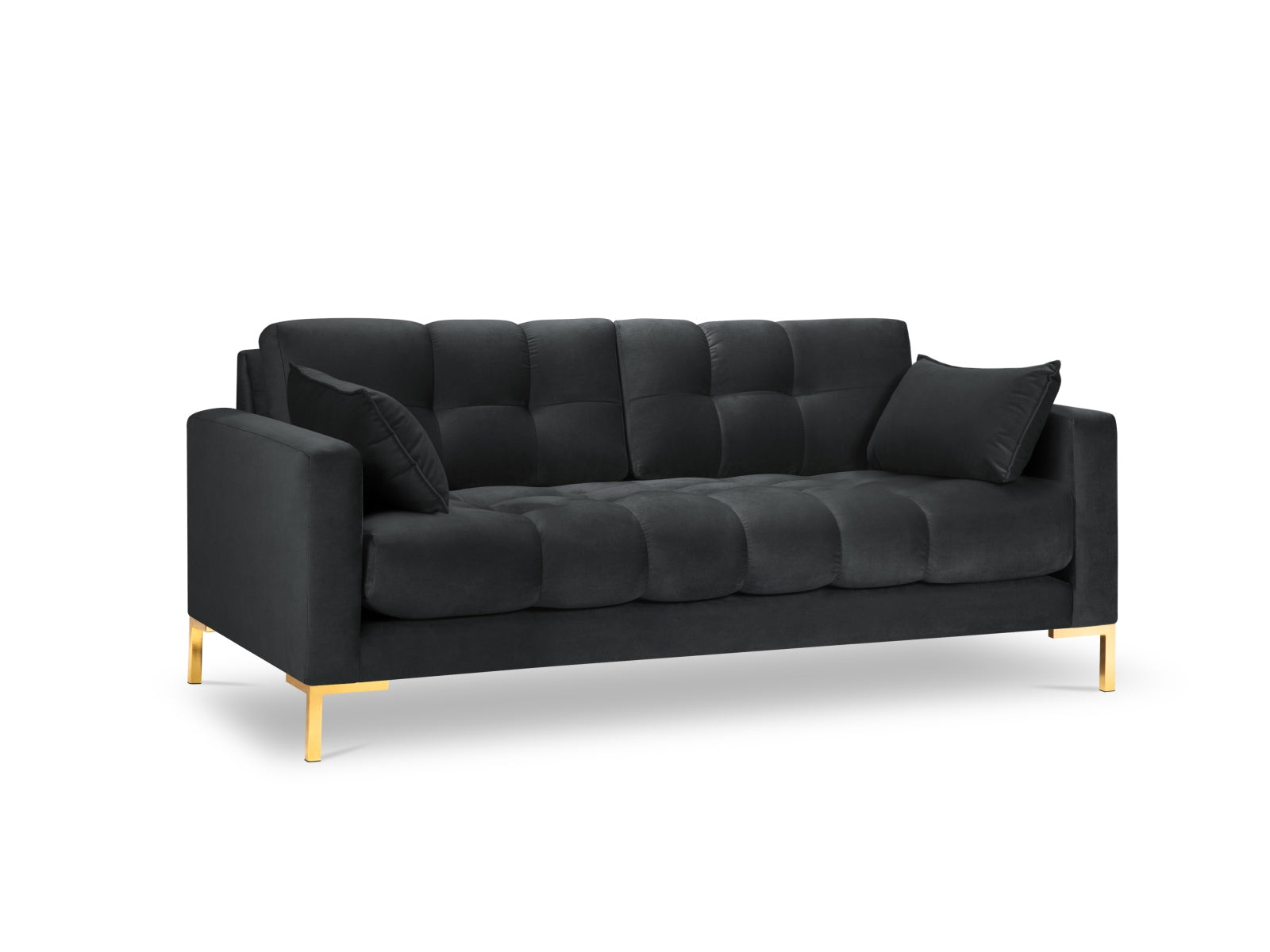 Mamaia Velour Sofa 3 Sitzer in Dark Grey/Gold präsentiert im Onlineshop von KAQTU Design AG. 3er Sofa ist von Micadoni