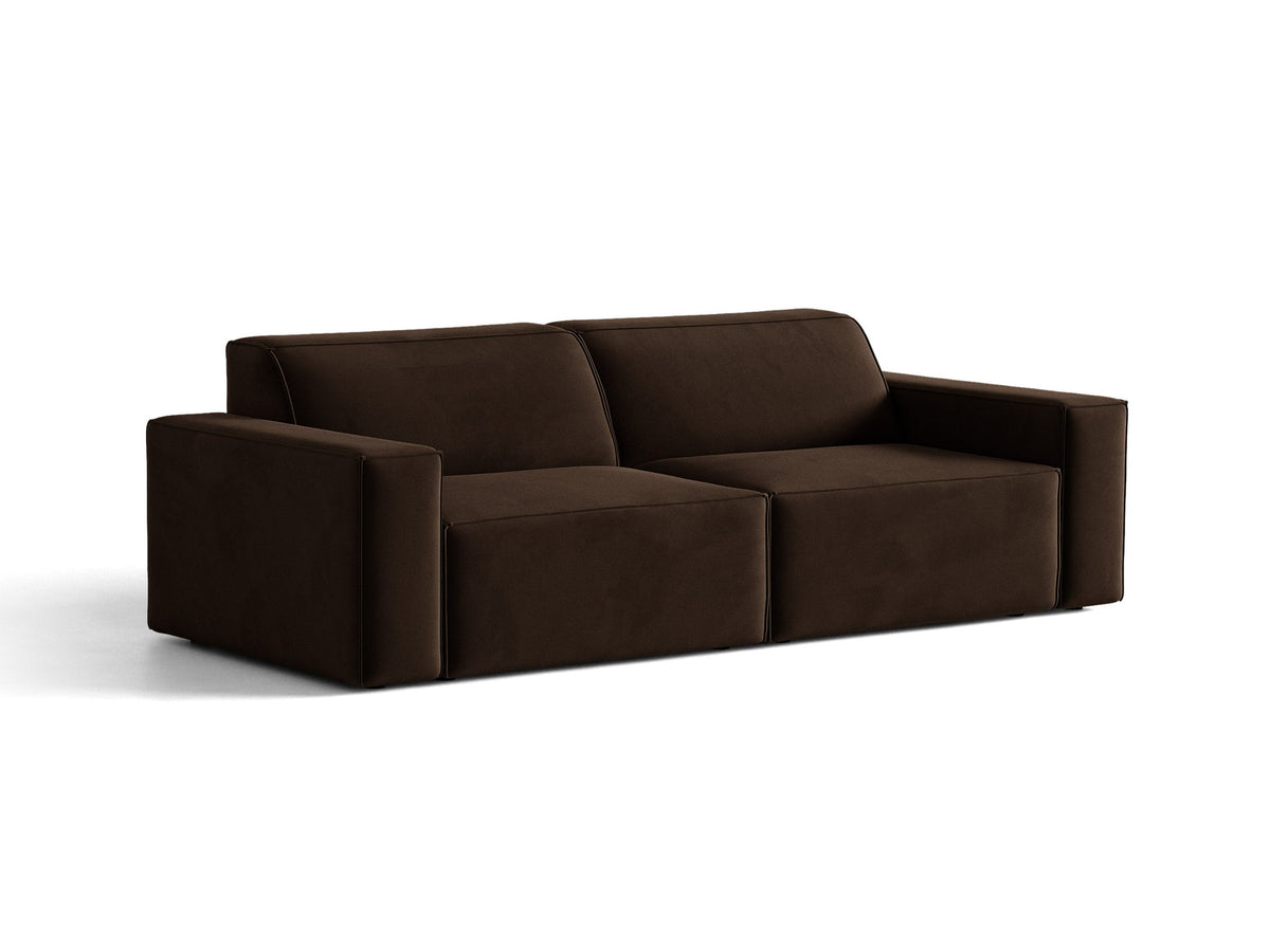 Jodie Velour modulares Sofa 3 Sitzer in Dark Brown-Bluvel präsentiert im Onlineshop von KAQTU Design AG. 3er Sofa ist von Micadoni