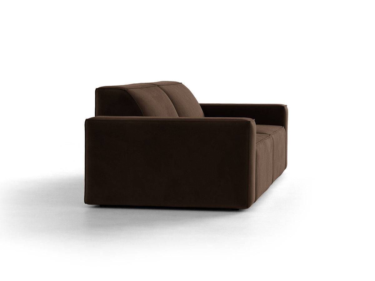 Jodie Velour modulares Sofa 3 Sitzer in Dark Brown-Bluvel präsentiert im Onlineshop von KAQTU Design AG. 3er Sofa ist von Micadoni