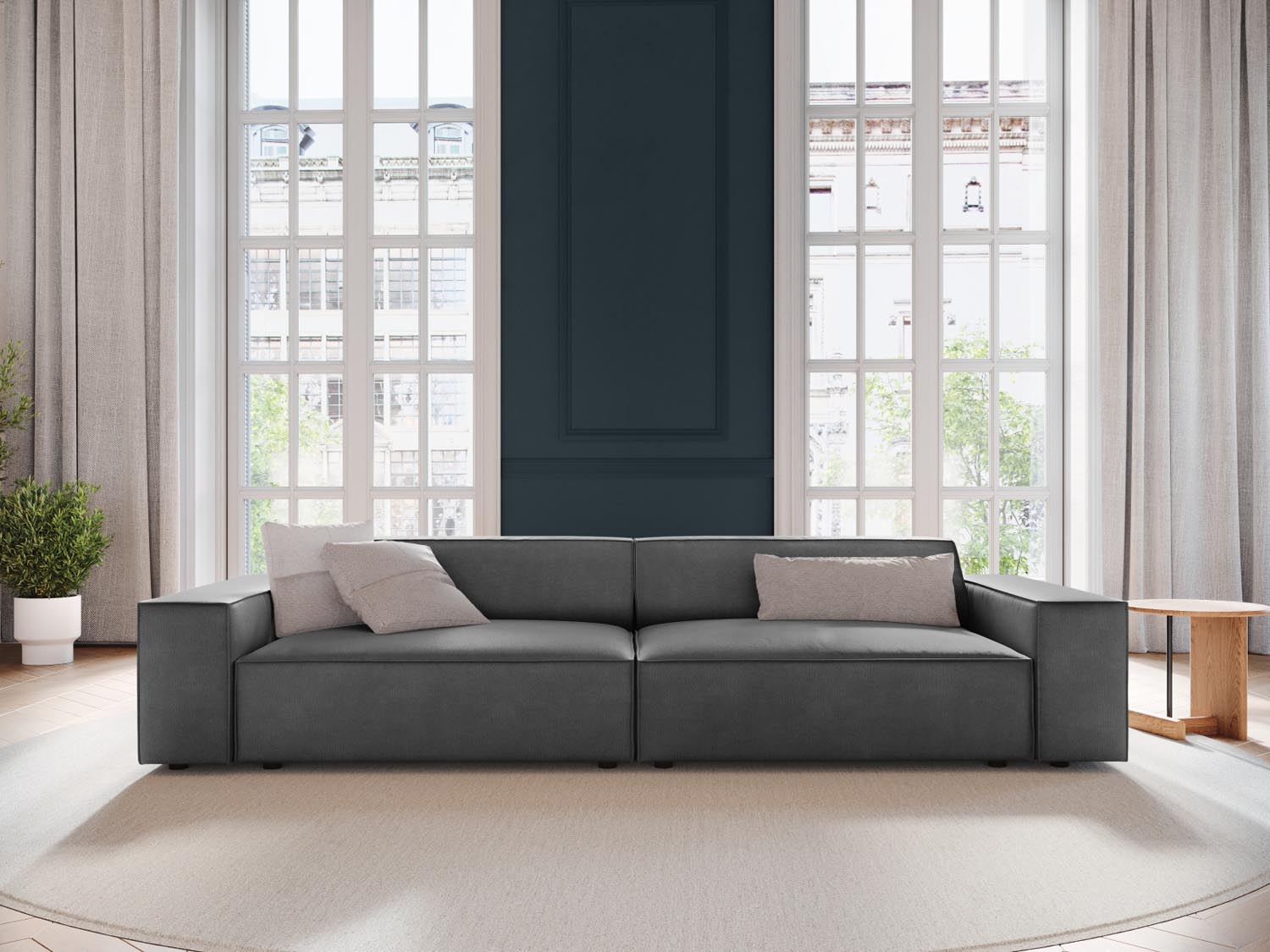 Jodie Velour modulares Sofa 3 Sitzer in Grey präsentiert im Onlineshop von KAQTU Design AG. 3er Sofa ist von Micadoni