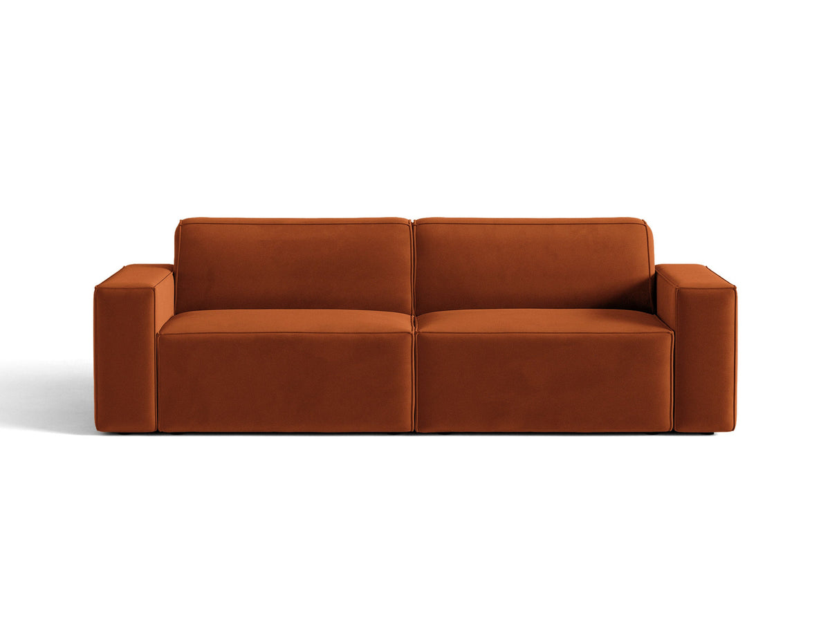 Jodie Velour modulares Sofa 3 Sitzer in Terracotta-Bluvel präsentiert im Onlineshop von KAQTU Design AG. 3er Sofa ist von Micadoni