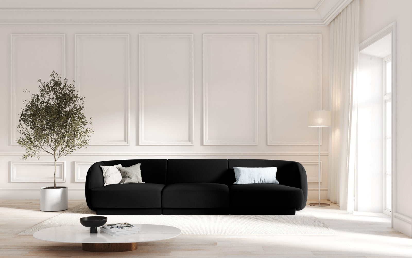 Miley Velour Sofa 3 Sitzer in Black präsentiert im Onlineshop von KAQTU Design AG. 3er Sofa ist von Micadoni