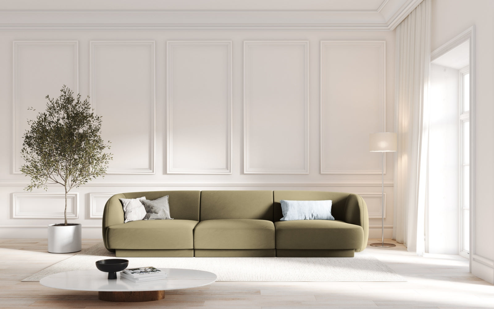 Miley Velour Sofa 3 Sitzer in Green präsentiert im Onlineshop von KAQTU Design AG. 3er Sofa ist von Micadoni