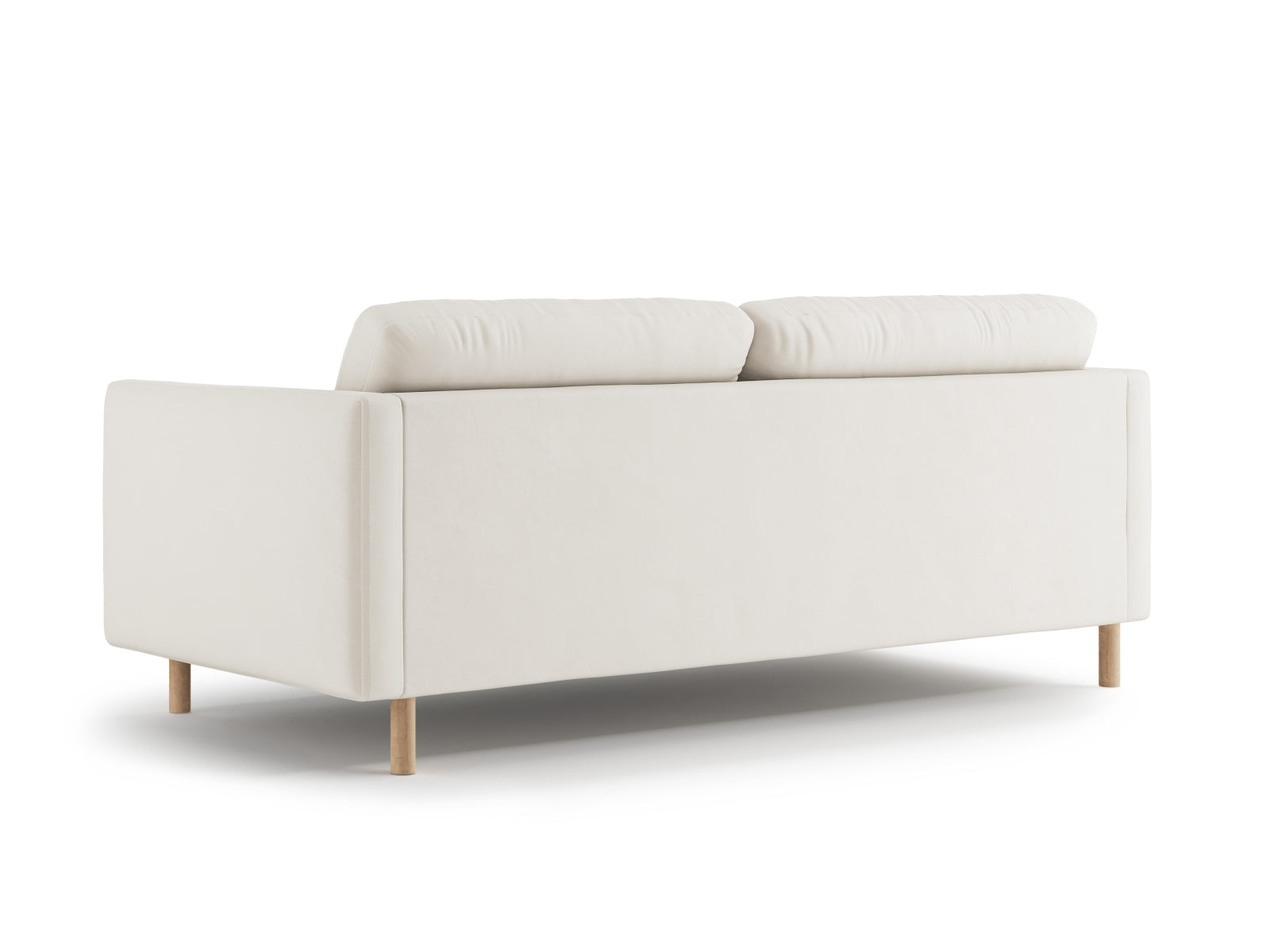 Bequemes 3-Sitzer Sofa aus Velours in sanftem Beige, perfekt für stilvolle Wohnzimmer und entspannte Stunden mit Freunden.