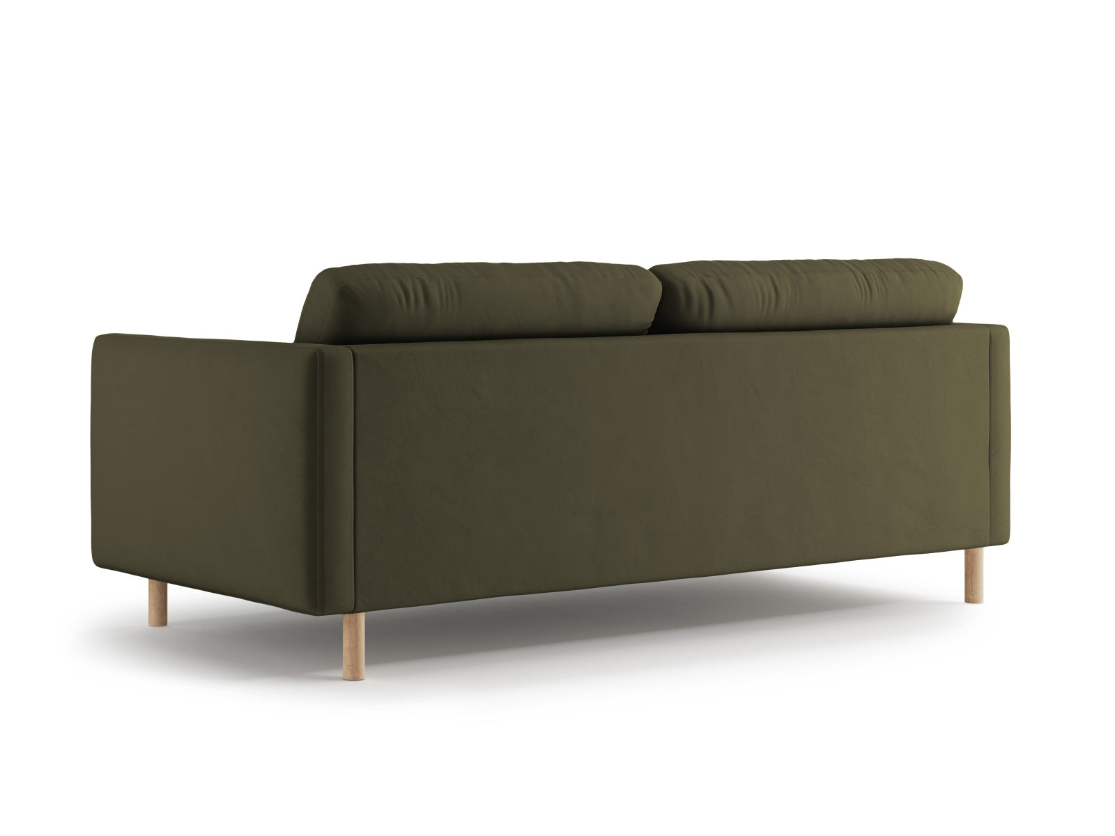 Stilvolles 3-Sitzer Sofa aus Velours in edlem Moosgrün, perfekt für einladende Wohnzimmer und entspannte Stunden.