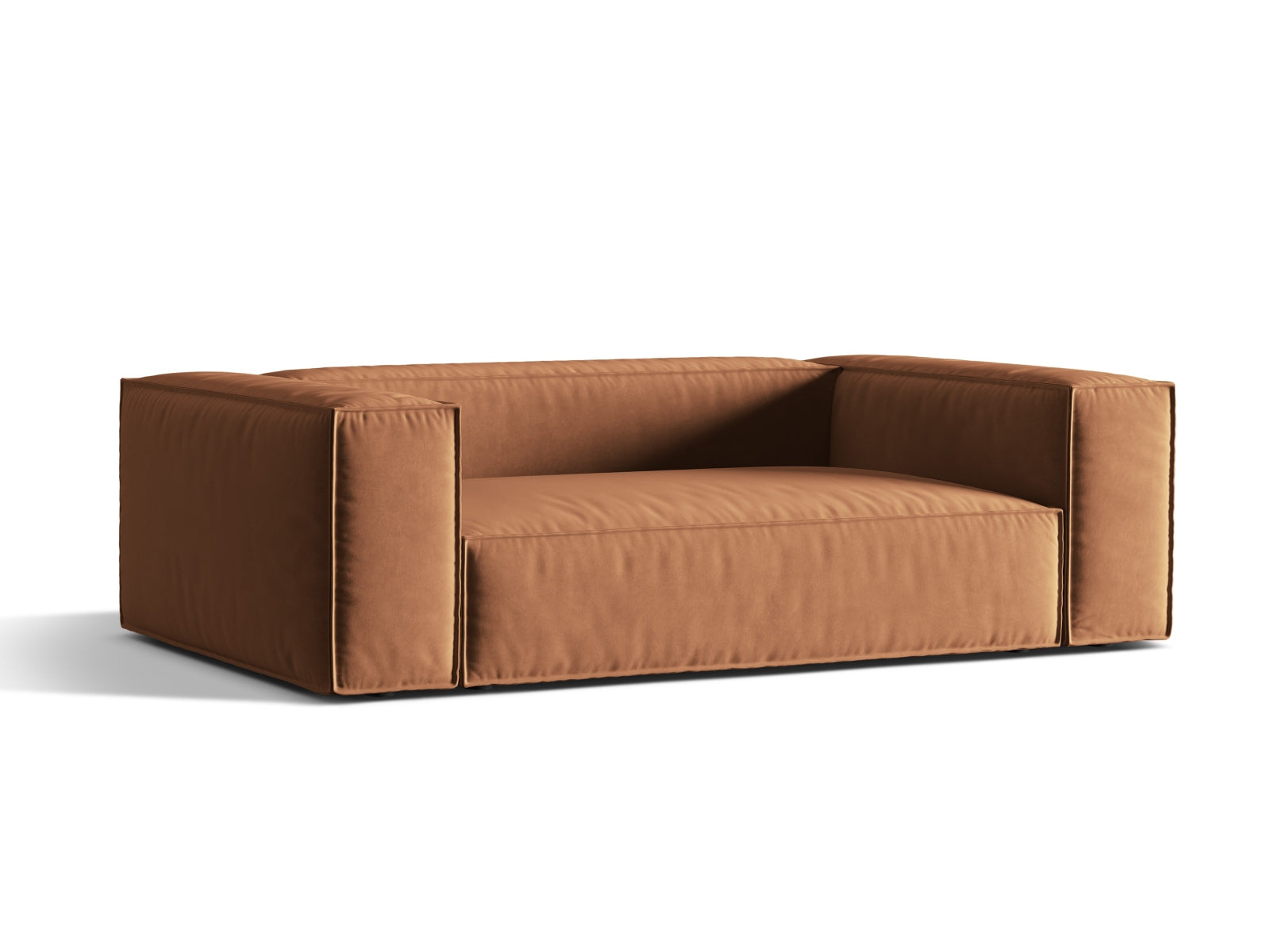 Elegantes Nuria Velour Sofa in der Farbe Honey-Paris, ideal für stilvolle Wohnräume. Hochwertiges 3-Sitzer Sofa von Micadoni.