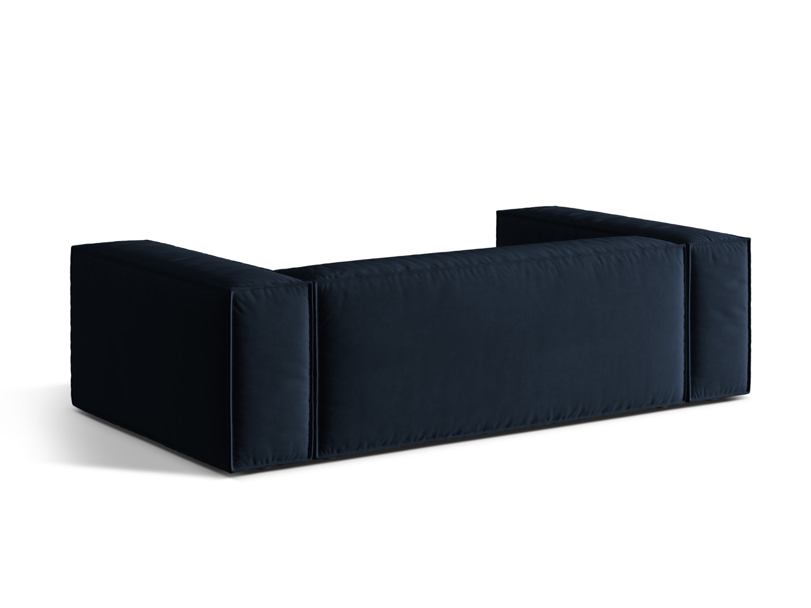 Stilvolles 3-Sitzer Velour Sofa in tiefem Blau, perfekt für gemütliche Wohnräume. Hochwertige Materialien und modernes Design von Micadoni.
