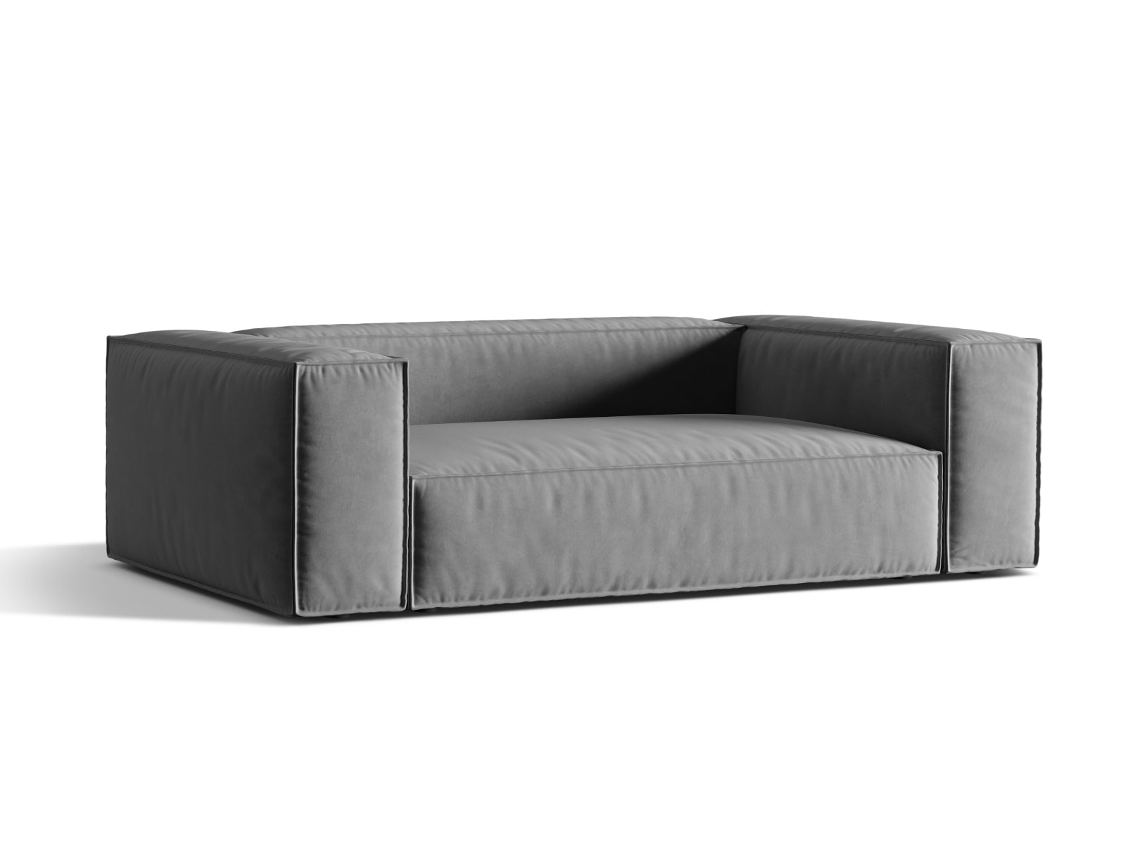 Elegantes Nuria Velour Sofa in Grau, 3-Sitzer von Micadoni, ideal für stilvolle Wohnräume und gemütliche Abende.