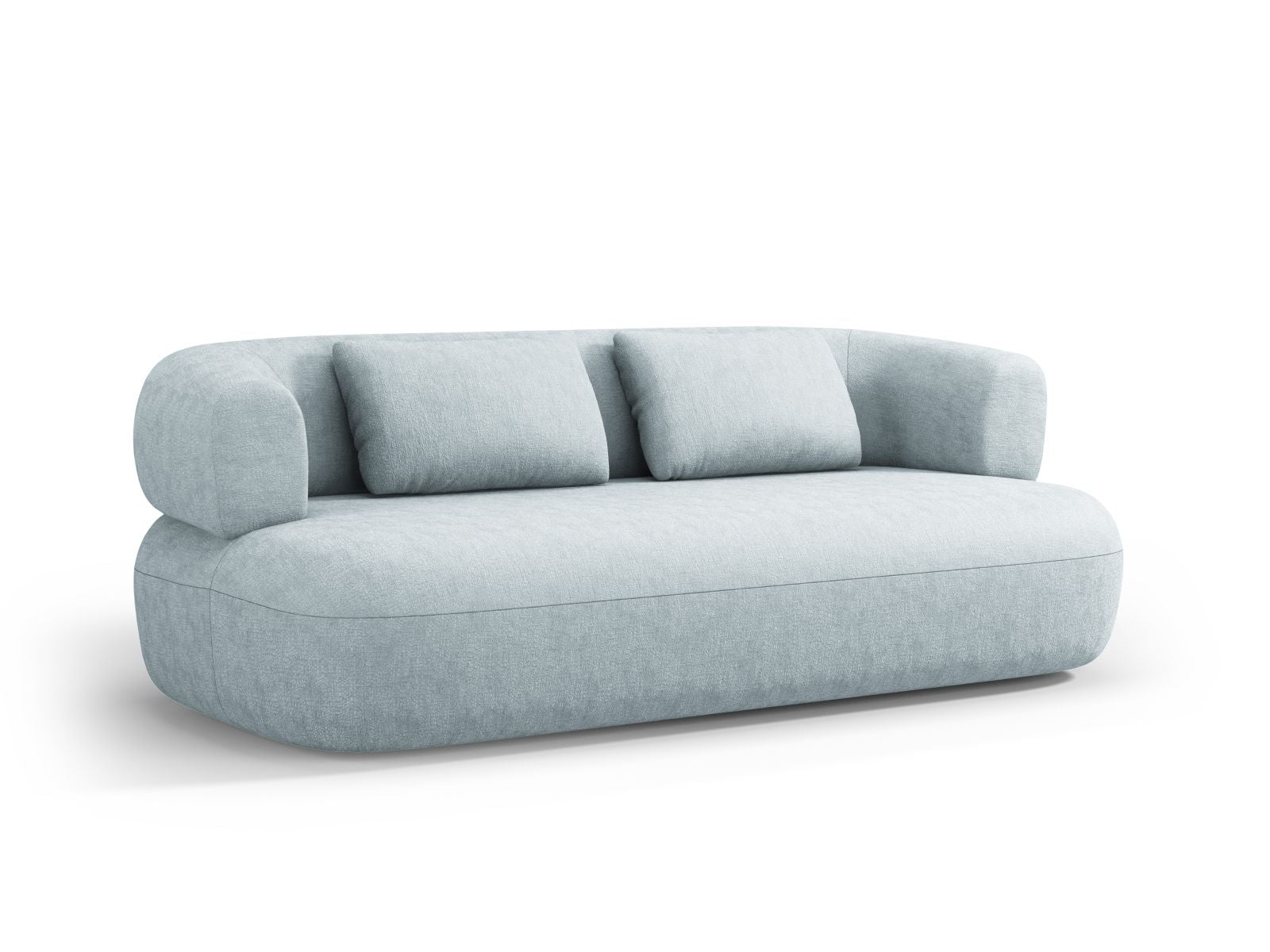 Elegantes 3-Sitzer Sofa Jenny in sanftem Hellblau, ideal für stilvolle Wohnräume, erhältlich bei KAQTU Design AG.
