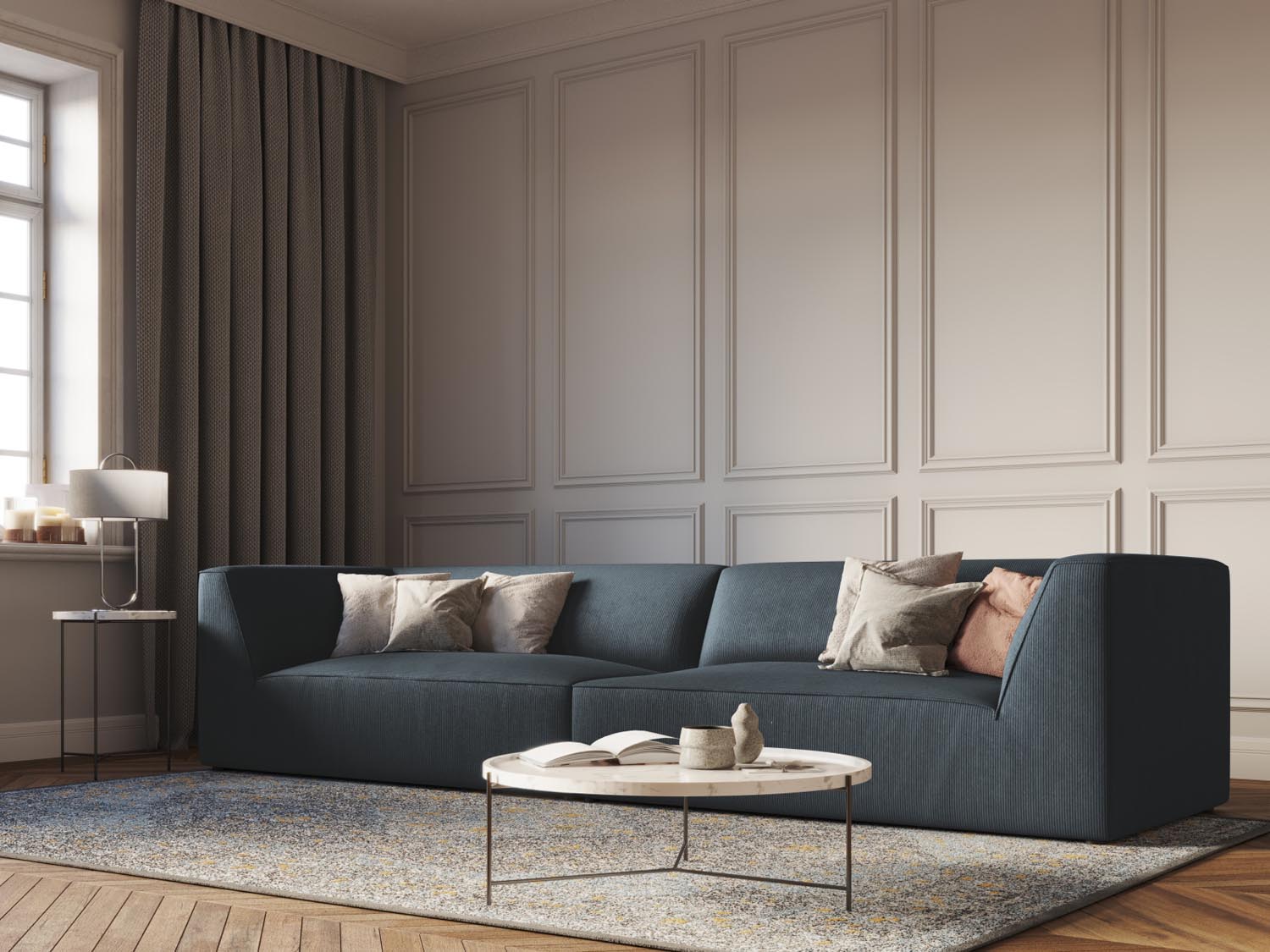 Ruby Sofa 4 Sitzer in Blue präsentiert im Onlineshop von KAQTU Design AG. 4er Sofa ist von Micadoni