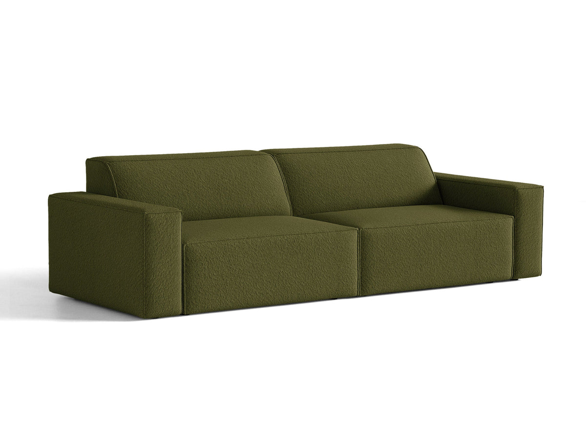 Jodie Boucle modulares Sofa 4 Sitzer in Dark Olive Green-Baloo präsentiert im Onlineshop von KAQTU Design AG. 4er Sofa ist von Micadoni