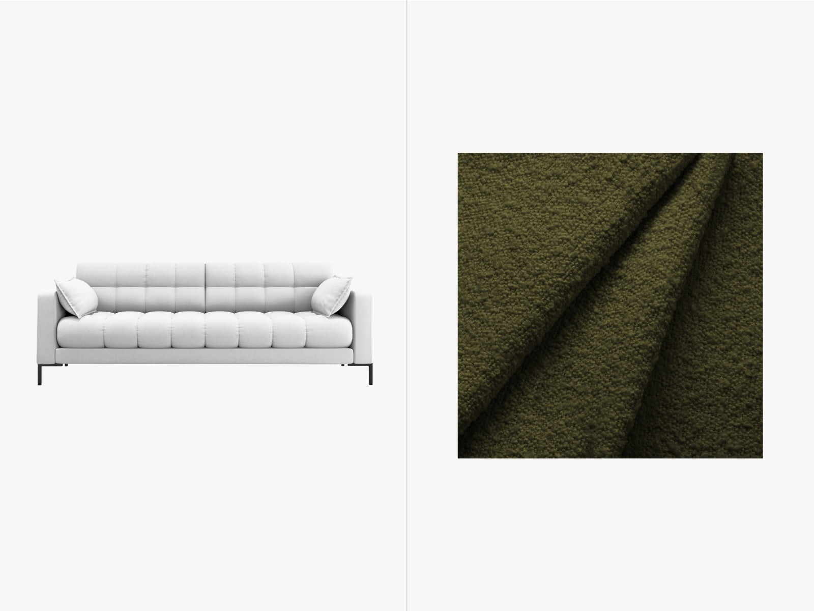 Mamaia Sofa 4 Sitzer in Dark Olive Green/Schwarz präsentiert im Onlineshop von KAQTU Design AG. 4er Sofa ist von Micadoni