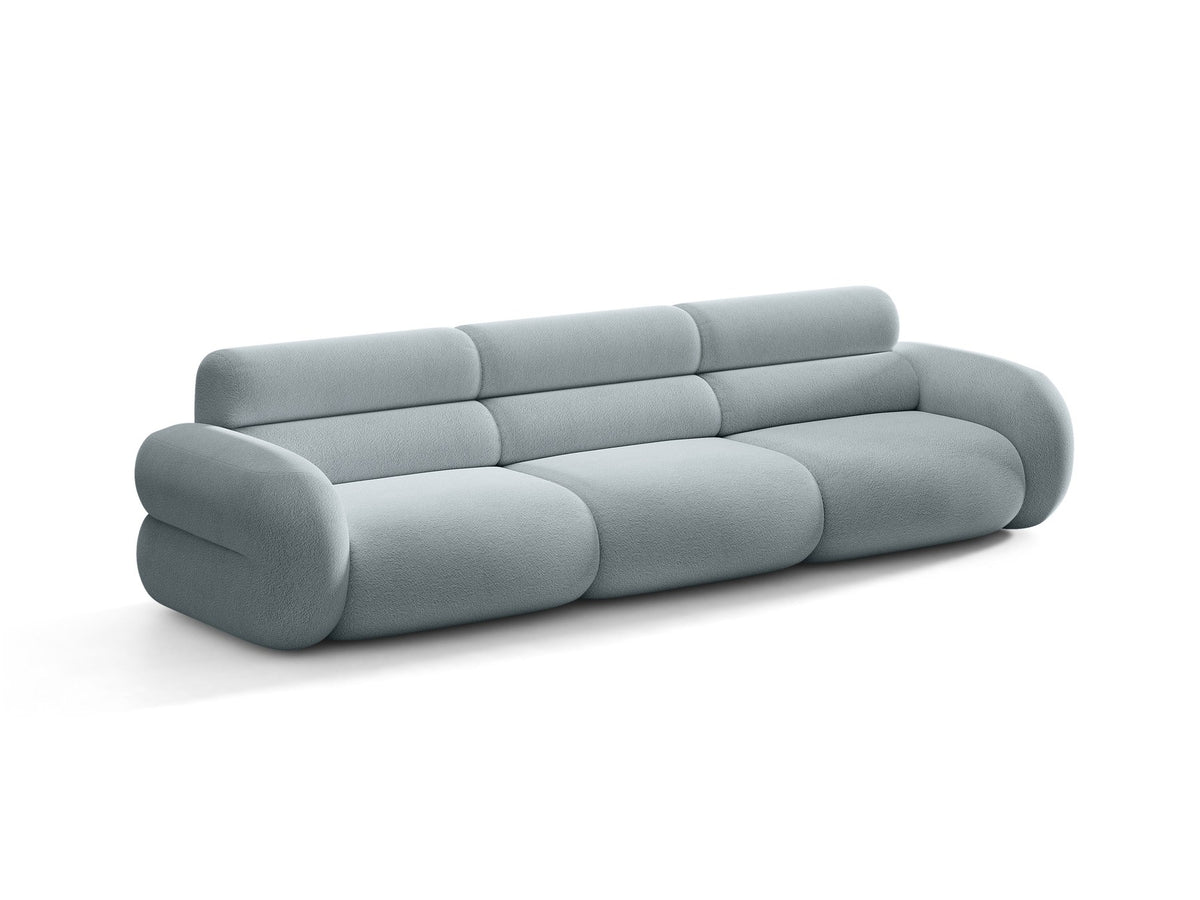 Modulares 4er Sofa Neo von Micadoni in dunklem Olivgrün mit strukturiertem Stoffbezug, hoher Rückenlehne und schwarzen Kunststoffbeinen.